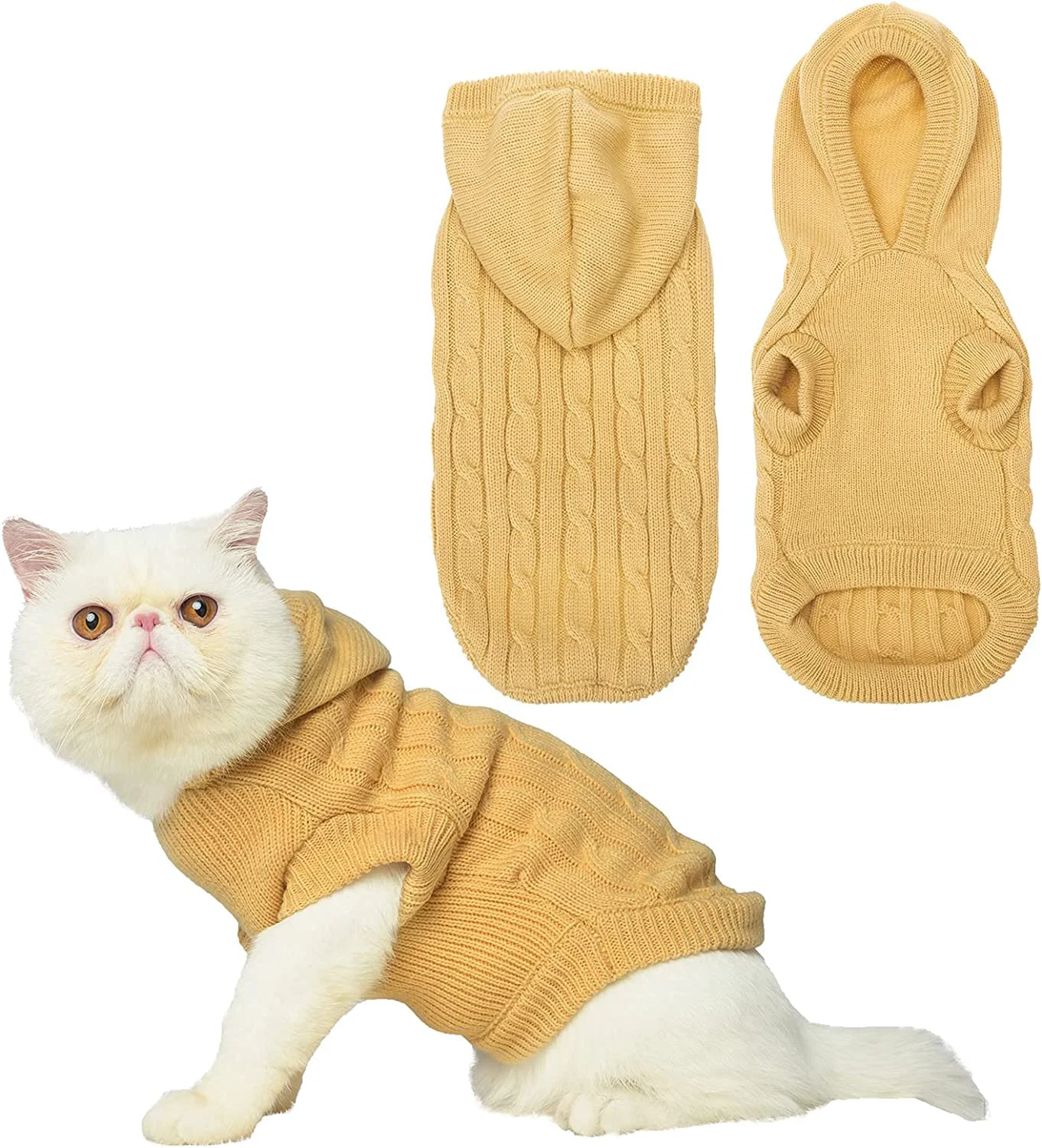Dependable PUPTECK Winter Dog Cat Sweater Coat – Soft Cream Knitwear for Small Pets Size M Easy-to-Use