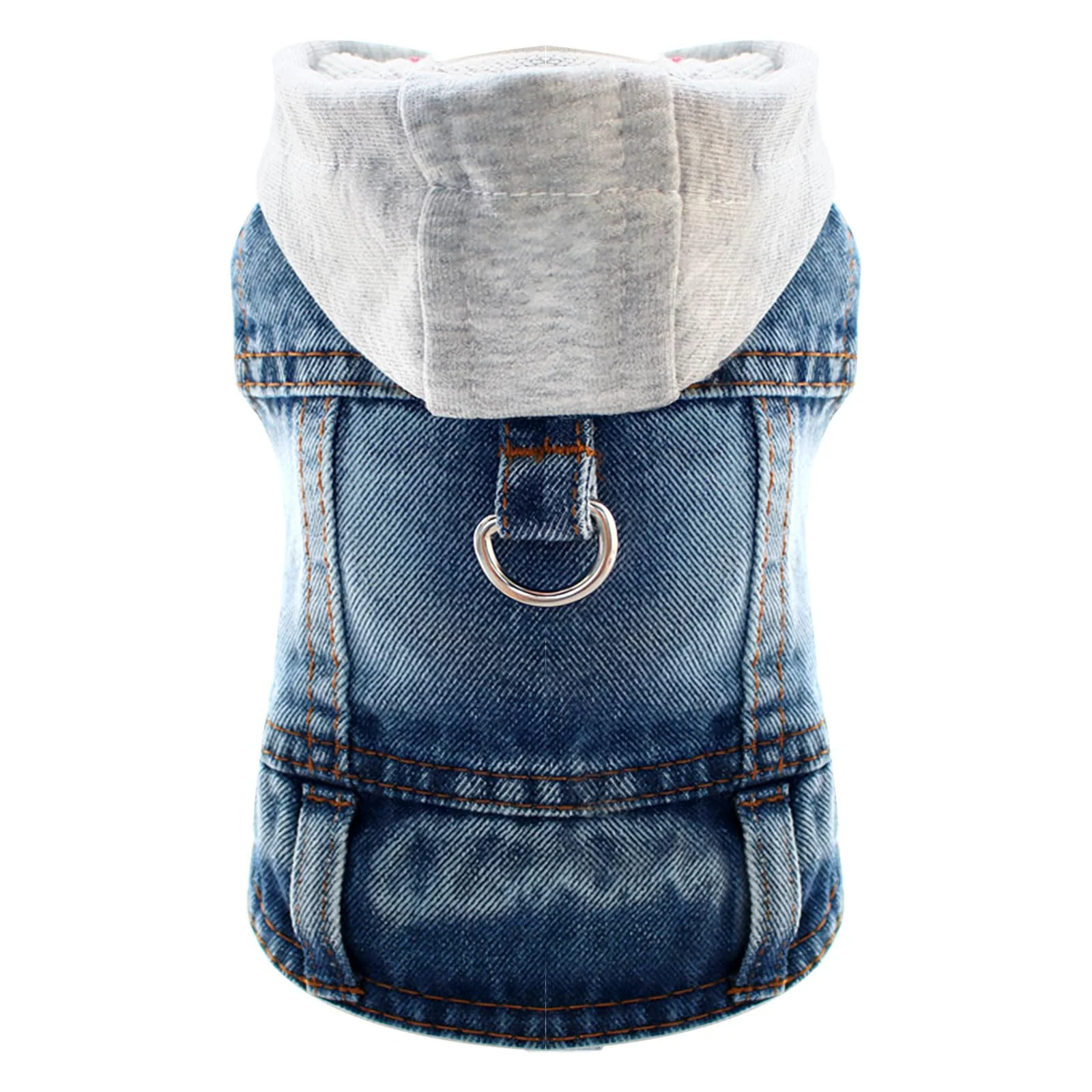 Dependable DOGGYZSTYLE Cool Dog Jean Jacket Vest with D-Ring — Blue Denim Pet Coat for Small Medium Dogs Reusable