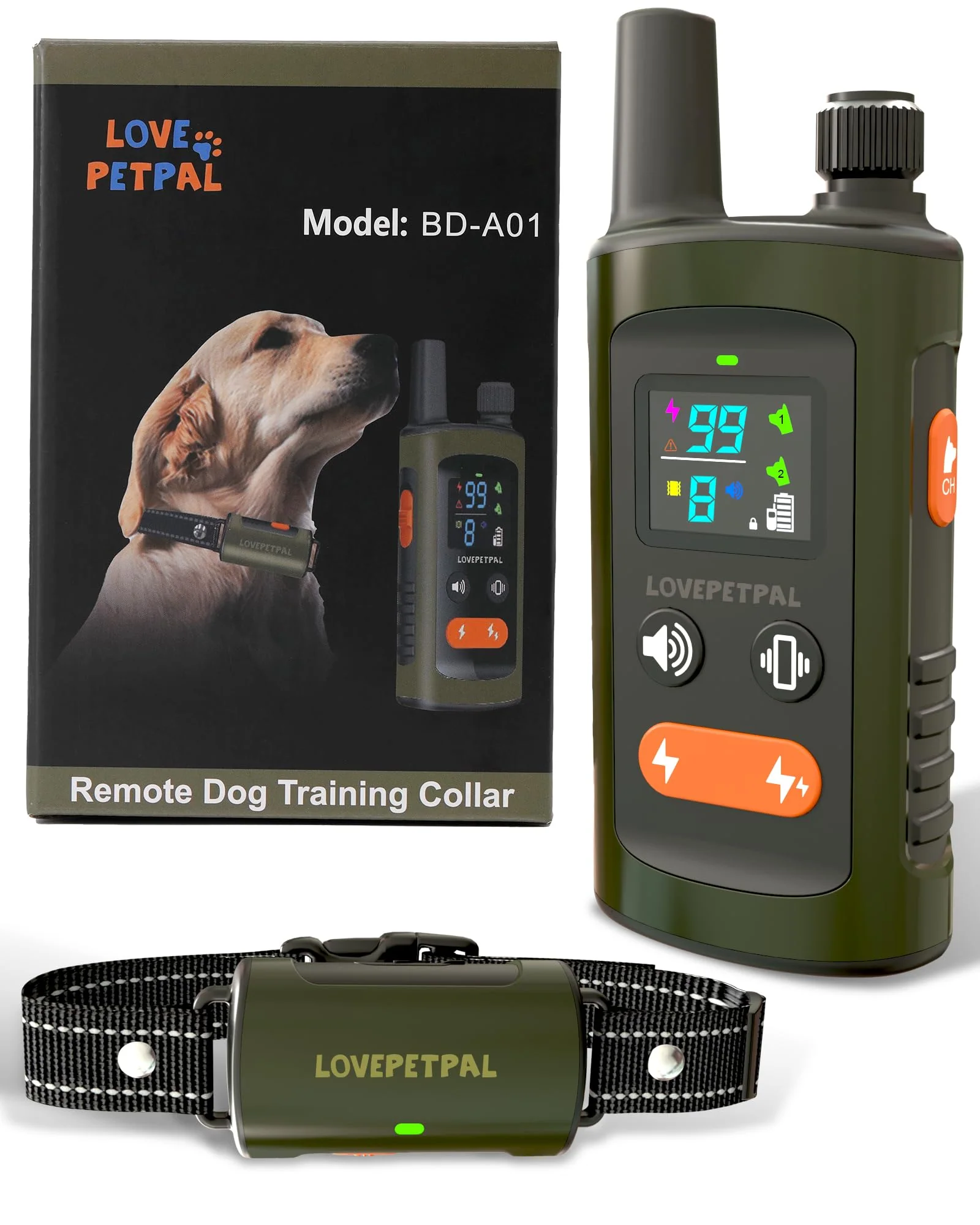 Elite LOVEPETPAL Dog Training Collar with Remote – 3500ft Range IPX7 Waterproof 4 Modes Solid