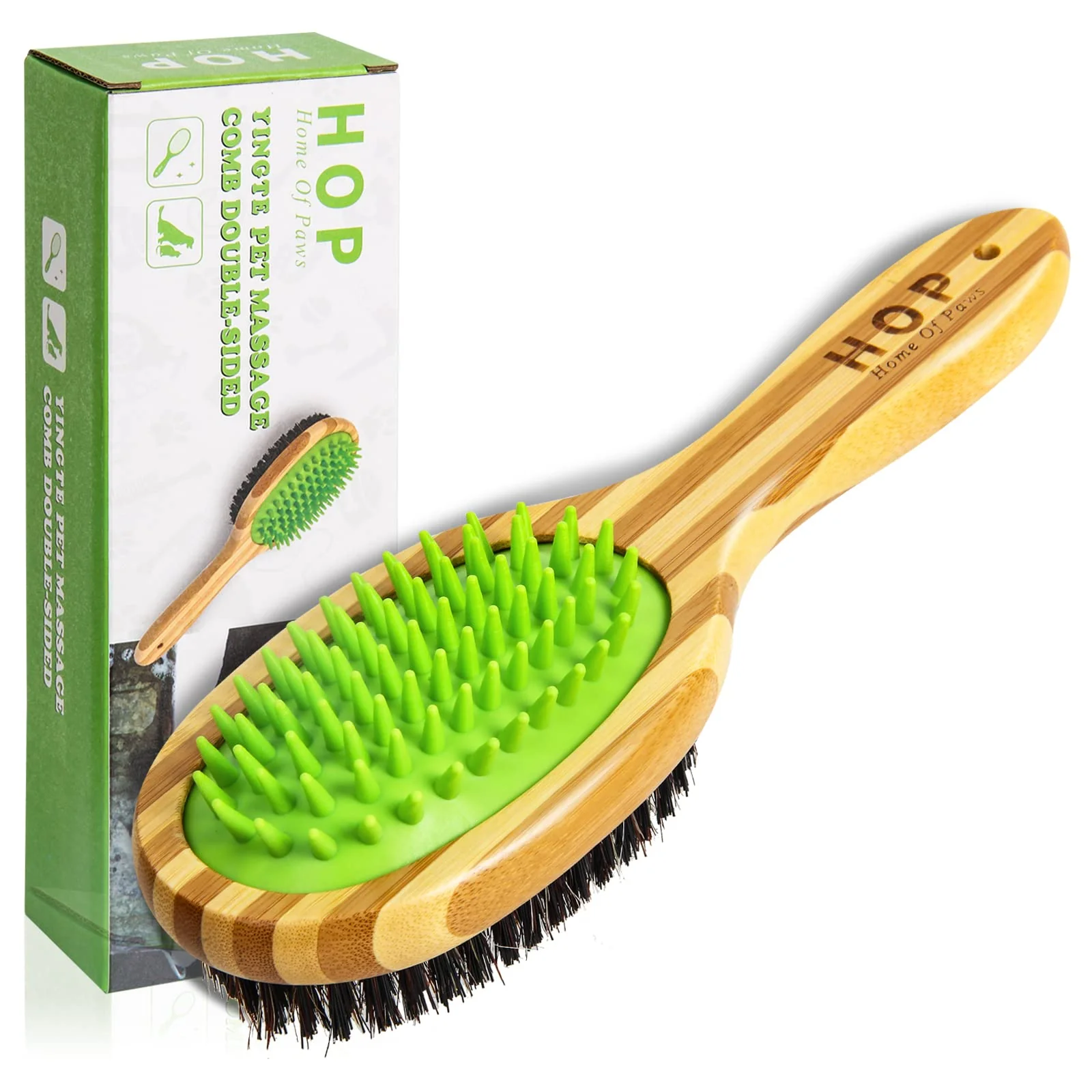 Quality HOP Home of Paws Short Hair Dog Brush — Detangling Gentle Silicone Grooming for Sensitive Skin Safe