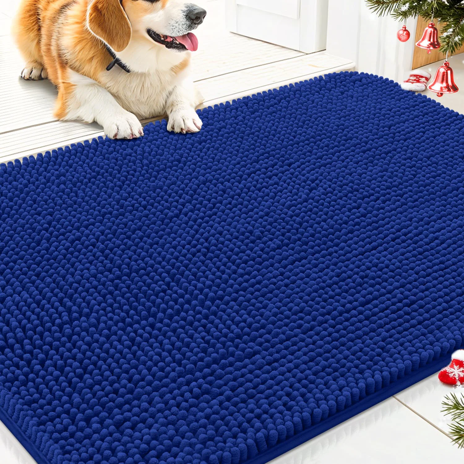 Comfortable Smiry Dog Door Mat 30×20 in Royal Blue Absorbs Moisture and Dirt Sustainable