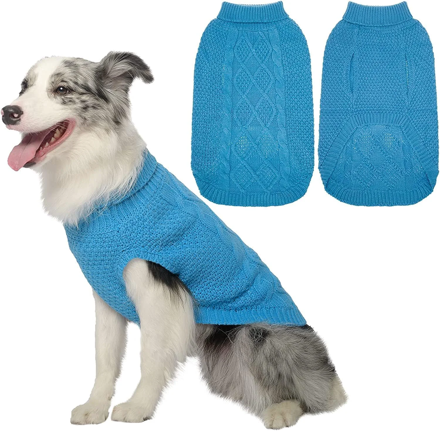 Relaxed Mihachi Turtleneck Dog Sweater Classic Cable Knit Winter Coat with Leash Hole Luxury
