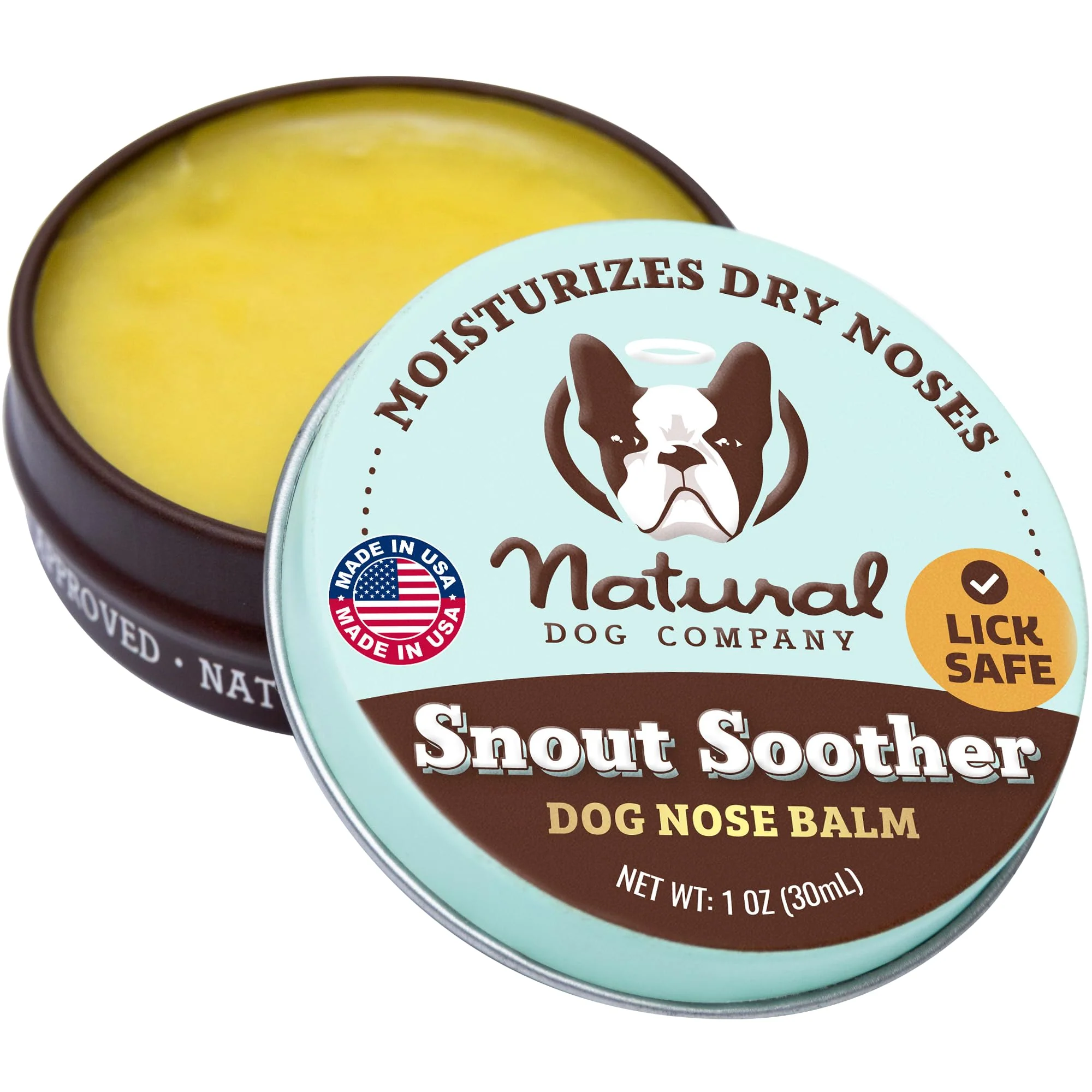 Environmentally Friendly Natural Dog Company Snout Soother Balm Tin 1 oz – All-Natural Nose Care Lick-Safe Made in USA Sustainable