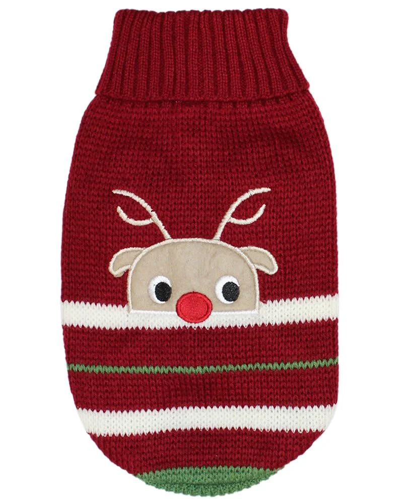 Relaxed Parisian Pet Christmas Dog Sweater XS — Reindeer Cable Knit Pullover for Small Dogs Superior