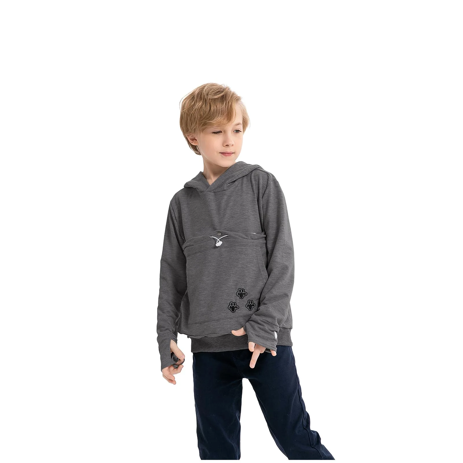 Responsible LINYUCHEN Cat Pouch Hoodie for Kids – Carrier Pocket Sweatshirt with Cat Ears Dark Grey Powerful
