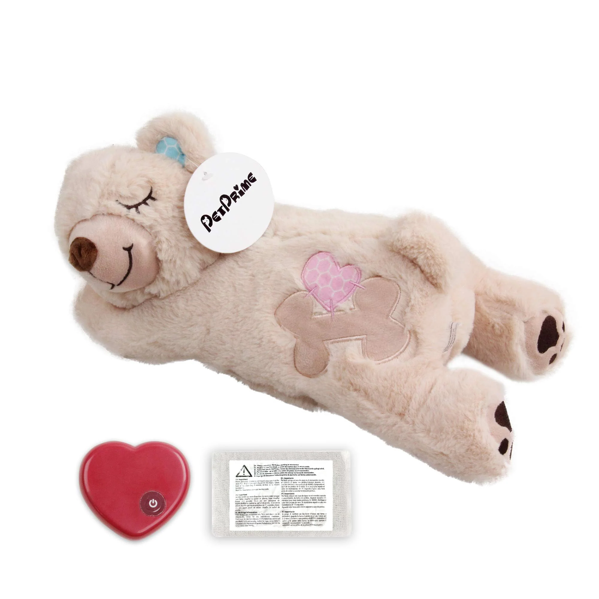 Detailed Pet Prime Dog Plush Heartbeat Toy with Warmer Bag – Cozy Sleep Buddy Comfortable