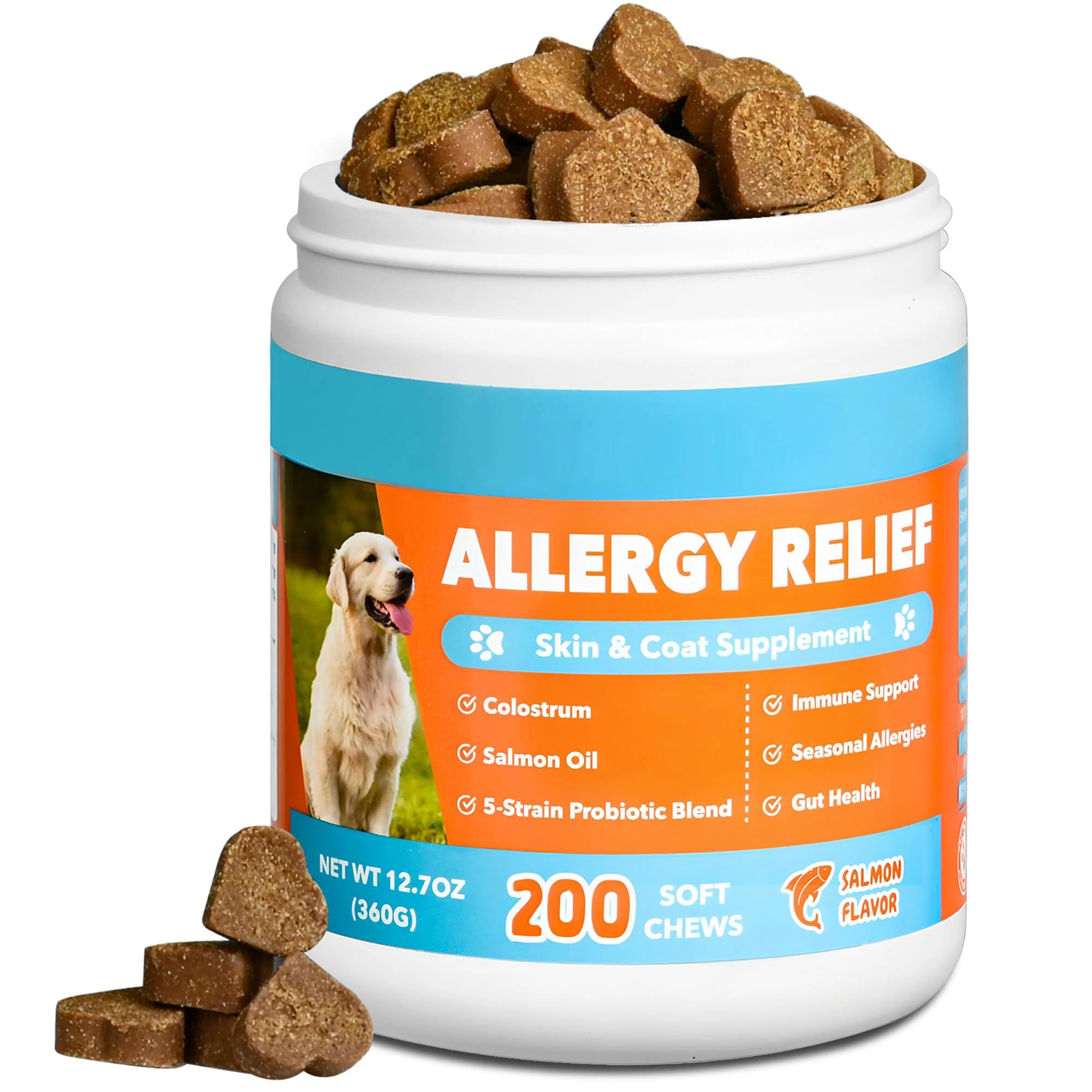 Long-Lasting CeliAeh Dog Allergy Immune Chews – 200 PCs for Skin Itch Relief Gut Health Environmentally Friendly