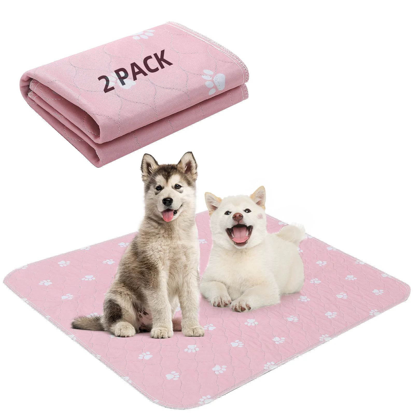 Smooth PUPTECK Washable Dog Pee Pads – Waterproof Reusable 34×36 in Pink Pack of 2 Refined