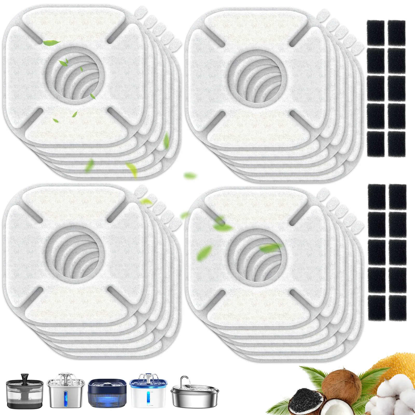 Fine CATOL 40-Pack Cat Water Fountain Filters for VEKEN Fountains 20 s 20 Sponges Original Design