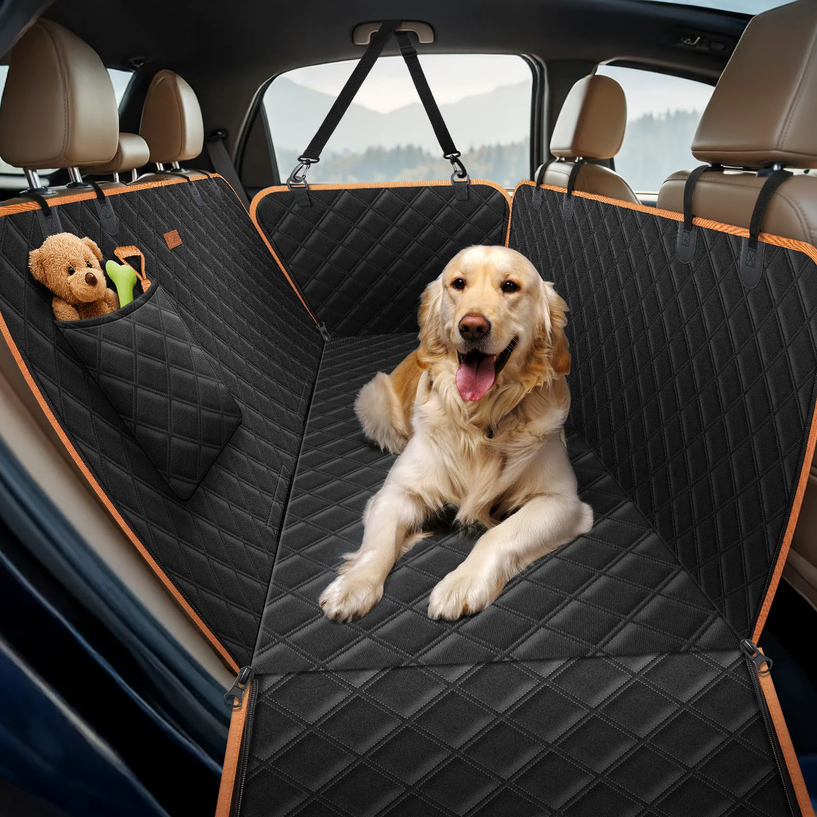 Reusable Lantoo Dog Seat Cover – Large Hammock Back Seat Protector Waterproof Non-Slip Eco-Friendly