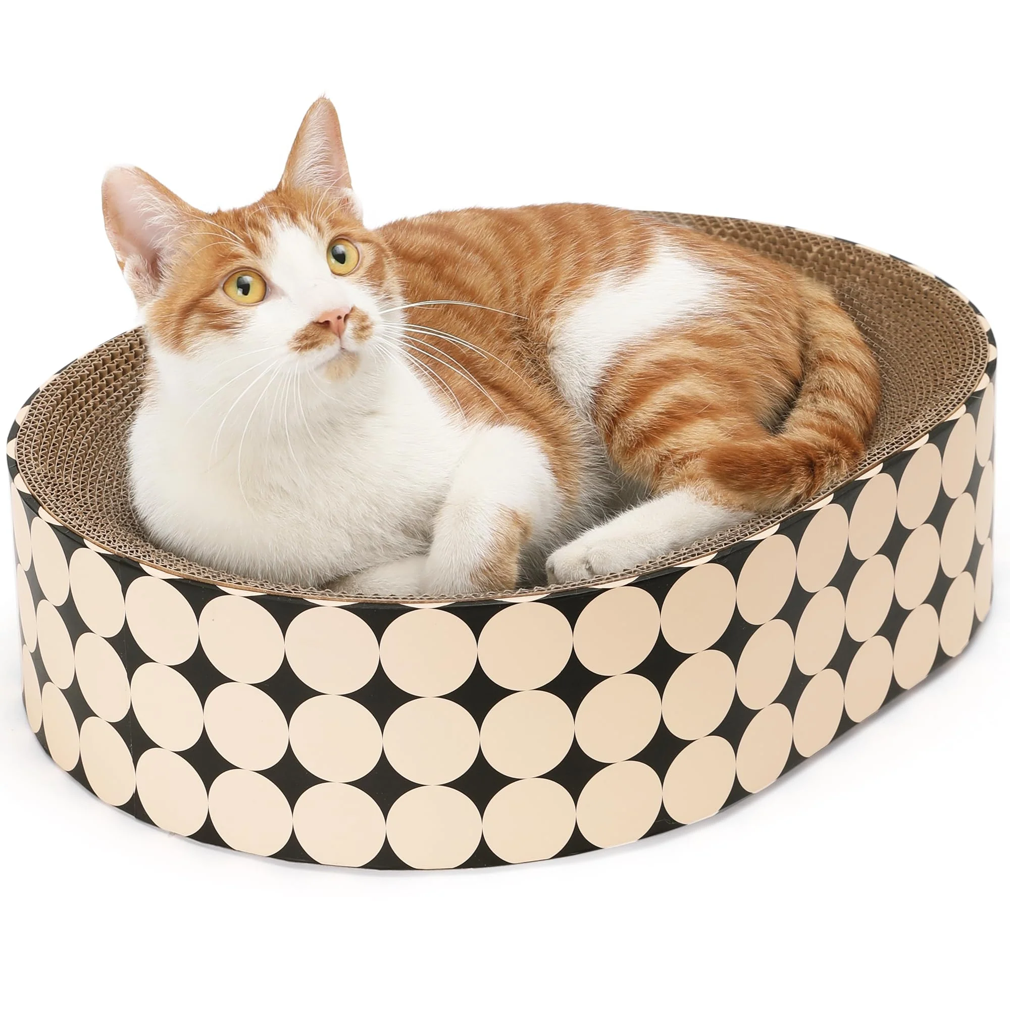 Soft FUKUMARU Cat Scratcher Cardboard Lounge Bed — 2-in-1 Oval Scratch Pad Enhanced