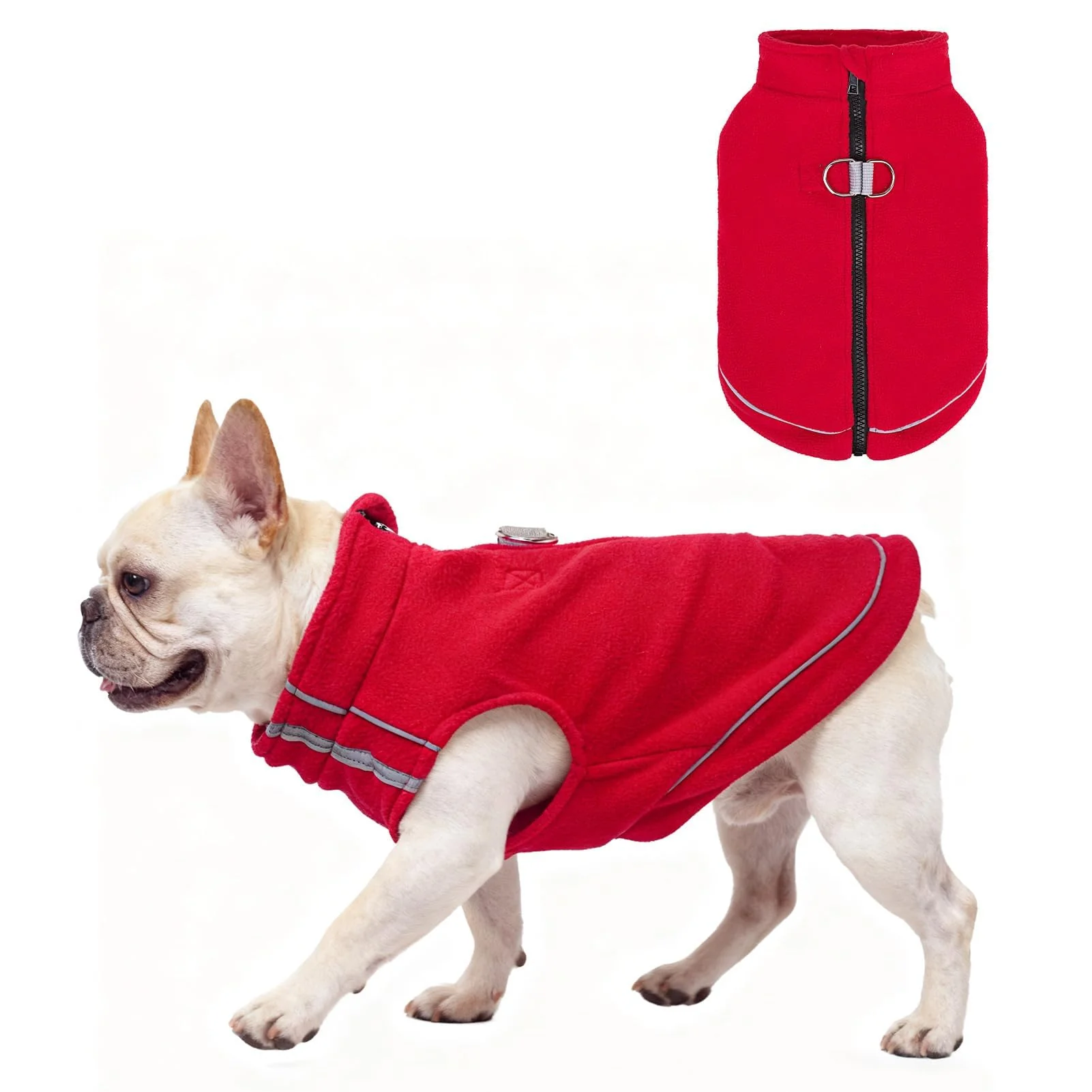 Original Design BEAUTYZOO Dog Fleece Vest — Zip-Up Winter Coat with D-Ring Leash Reflective Red XS-XL Selected