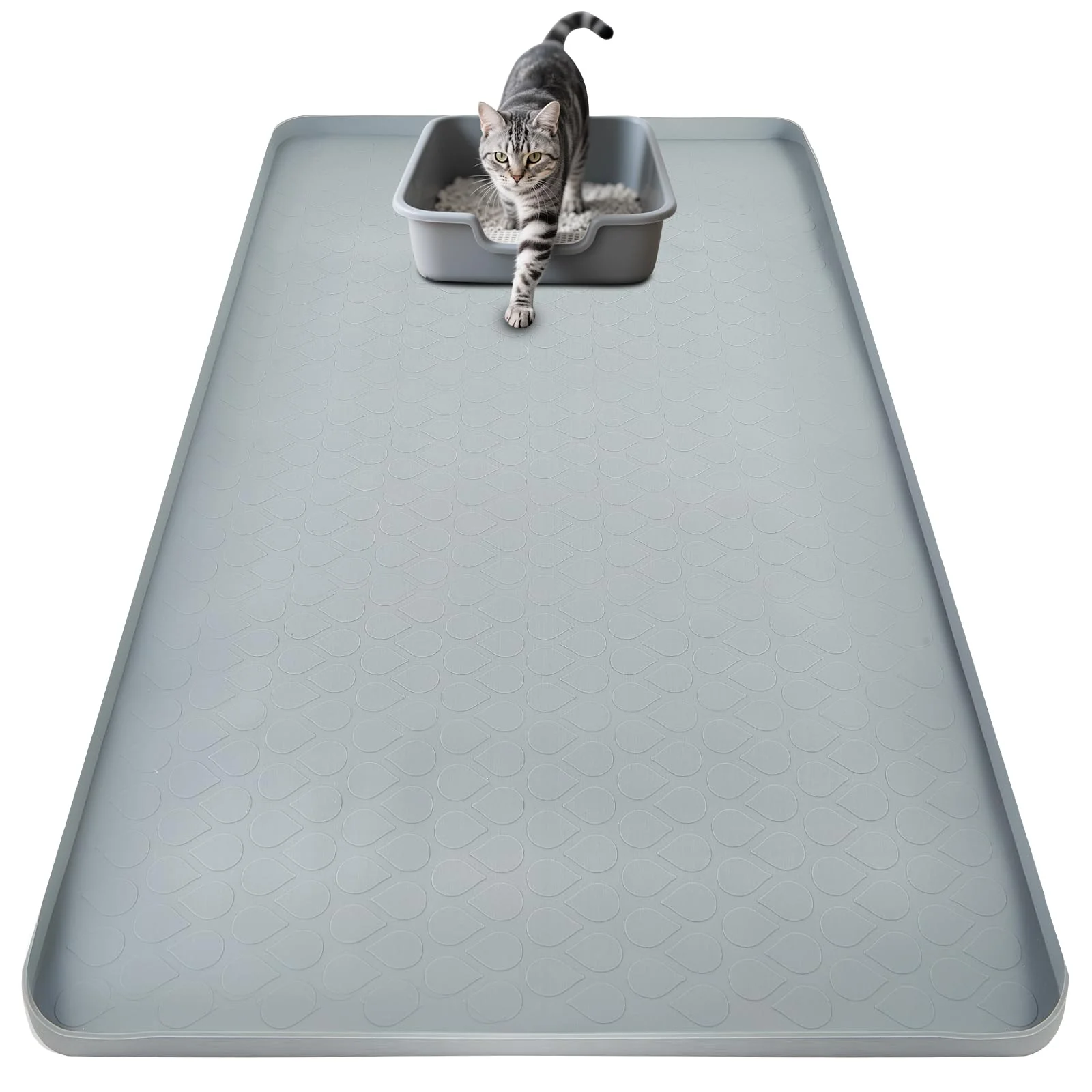 Traditional SpaceTime 34×22 Large Cat Litter Mat – Waterproof Silicone Non-Slip with Raised Edges Authentic