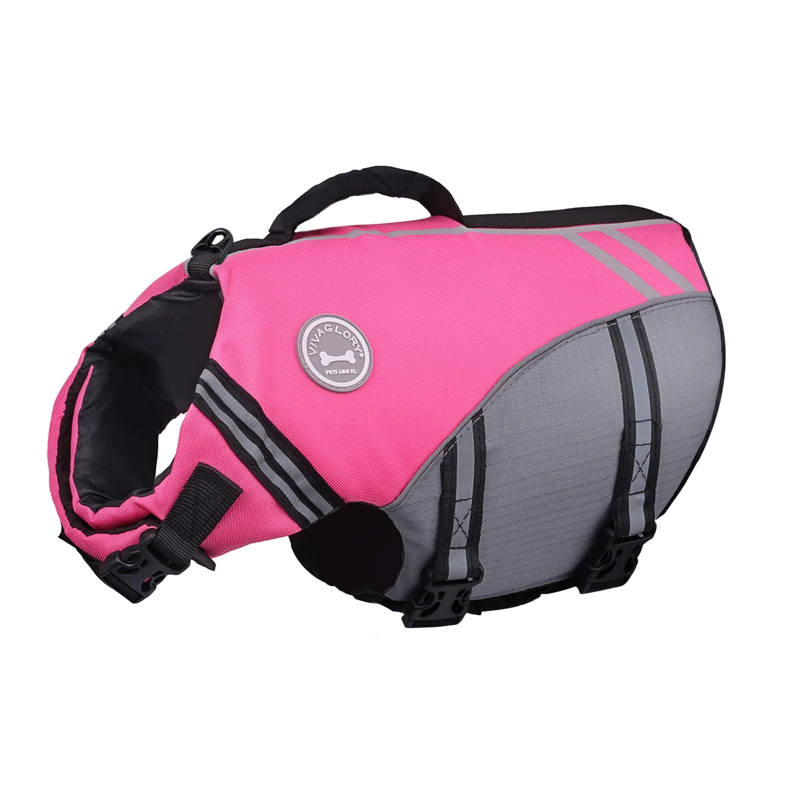 High-End VIVAGLORY Sports Style Dog Life Vest – Pink Size M Buoyancy Ripstop Refined