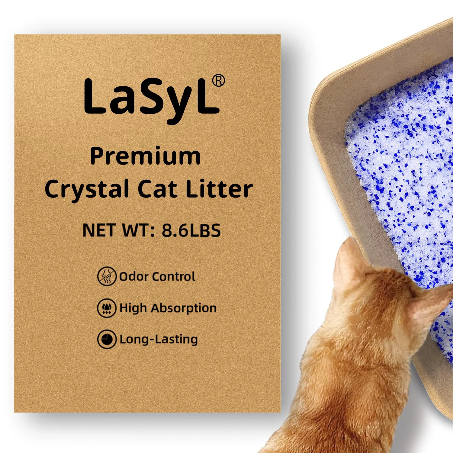 Top-Quality LaSyL Premium Crystal Cat Litter – 8.6 lb 2 Bags Odor Control Fast Absorption Artisan