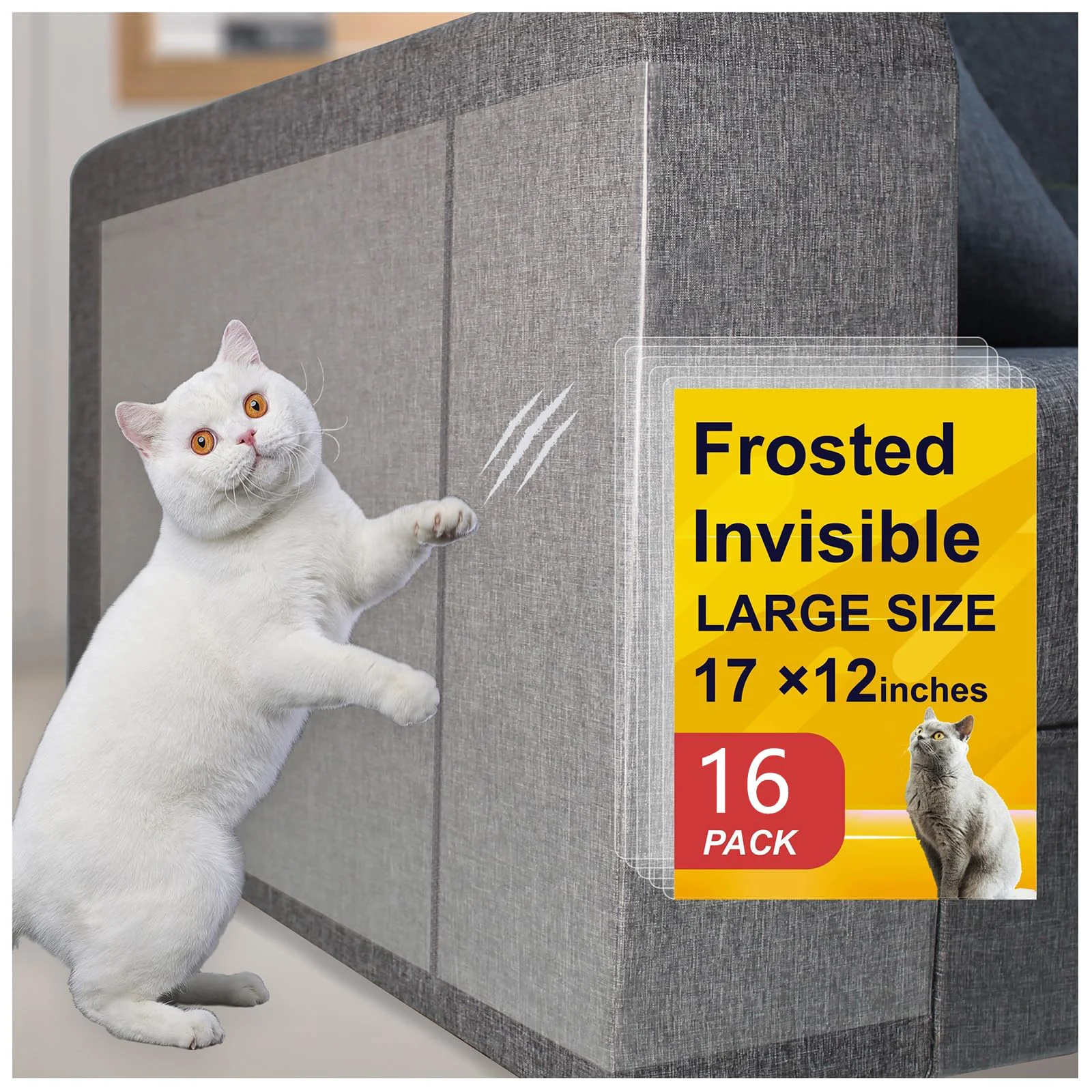 High-Grade AOUKAR Anti-Cat Scratch Furniture Protector – 16-Pack Clear Sofa Guard Tape Quality