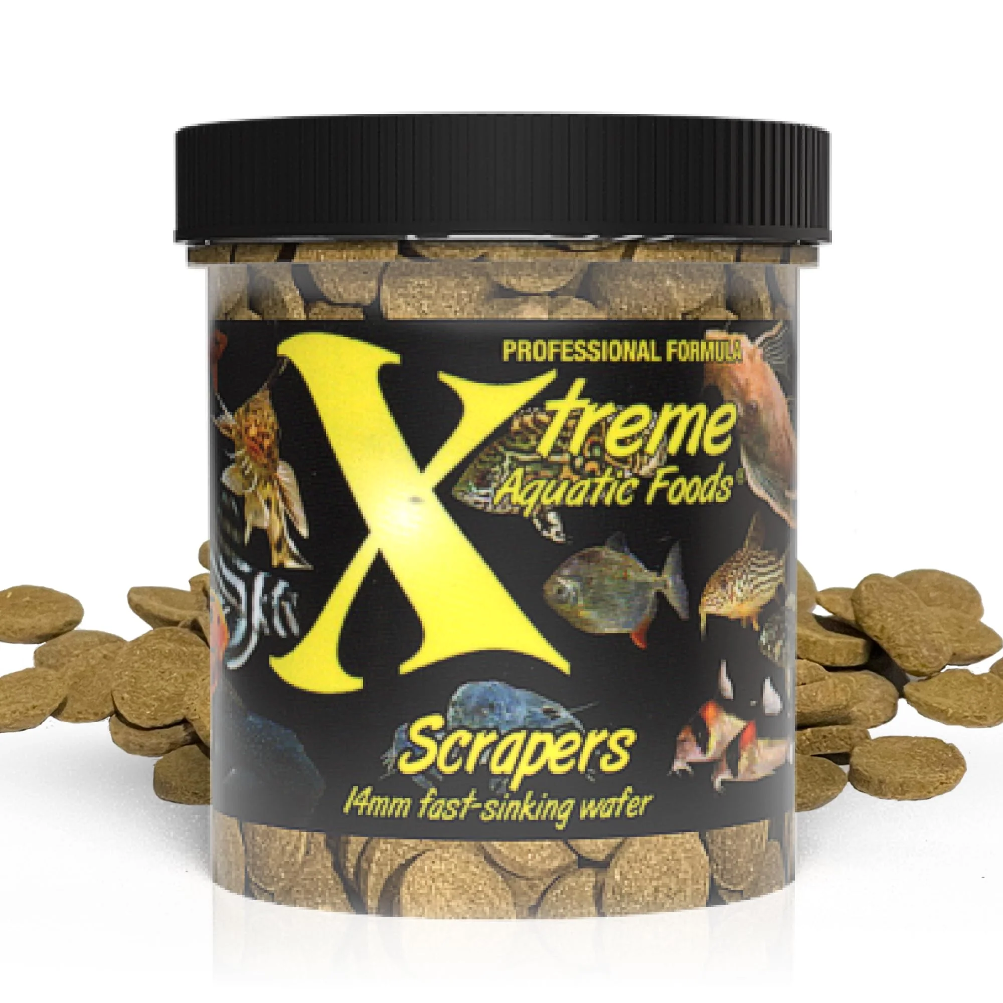 Crafted Xtreme Scrapers Wafers – Premium 14mm Fast-Sinking Fish Food for Nocturnal Feeders USA Made Fine Crafted