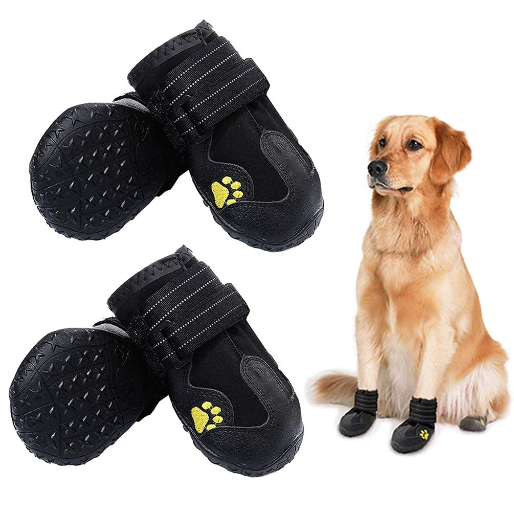 Fine Crafted PK.ZTopia Waterproof Dog Boots – Durable Outdoor Shoes for Medium to Large Dogs 4 Pack Clean