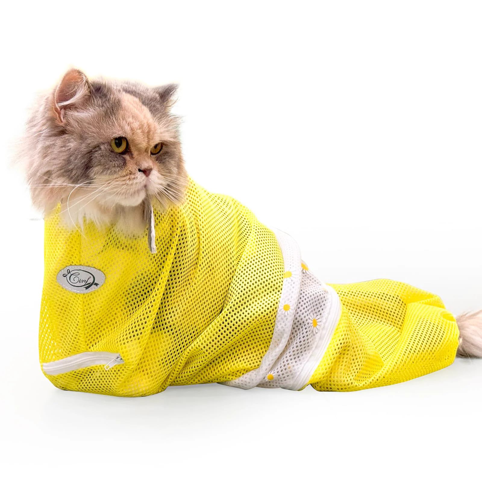 Casual Cinf Cat Bathing Bag Breathable Mesh Anti-Scratch Grooming Bag Yellow L Environmentally Friendly