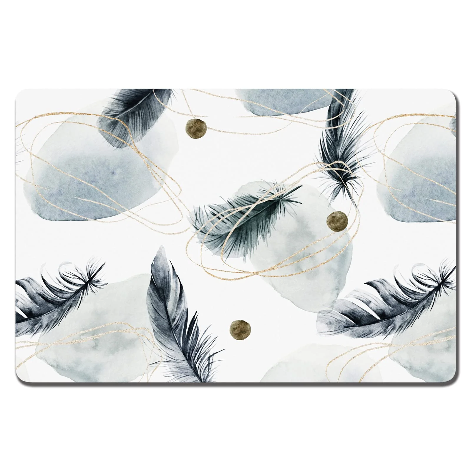 Artisan Rnivvi Dog Food Mat 16 x 24 Absorbent Anti-Slip Placemat for Food Water Abstract Plume High-Performance
