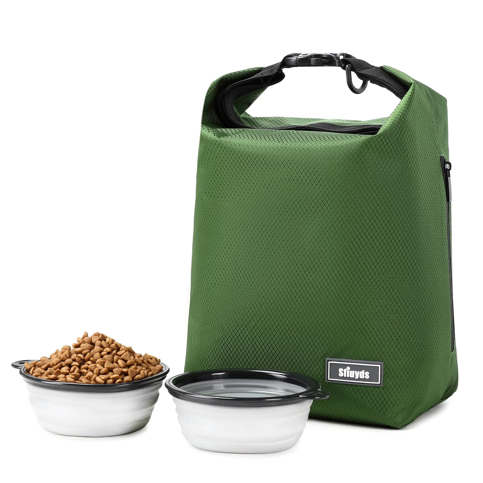 Quality SFIUYDS Dog Food Travel Bag Large – 20 lb Capacity with 2 Collapsible Bowls Zipper Side Pocket Green Stylish