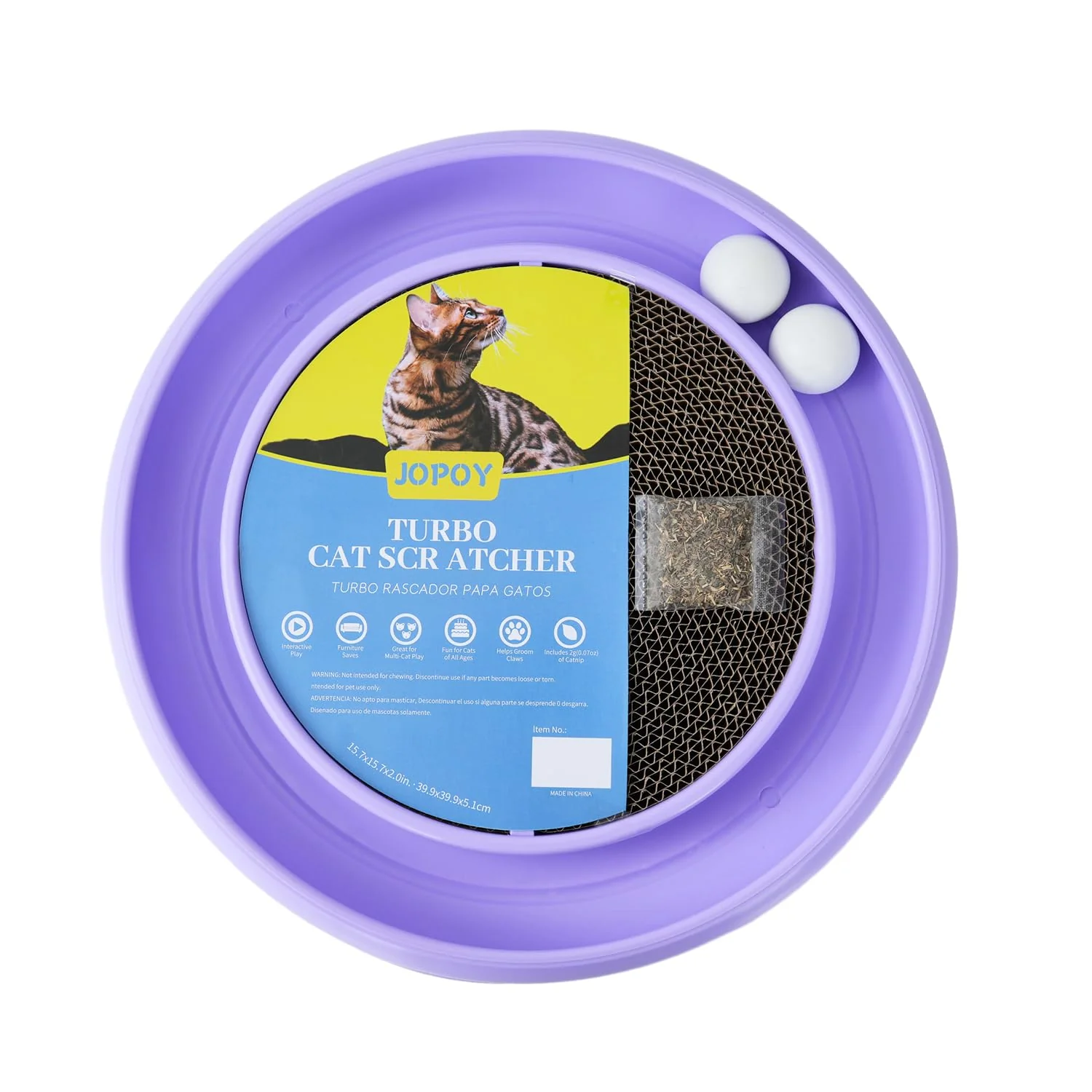 Verified JOPOY Interactive Cat Scratcher with Two Rotating Balls – 2-in-1 Cardboard Toy Scratching Pad Purple Premium Material