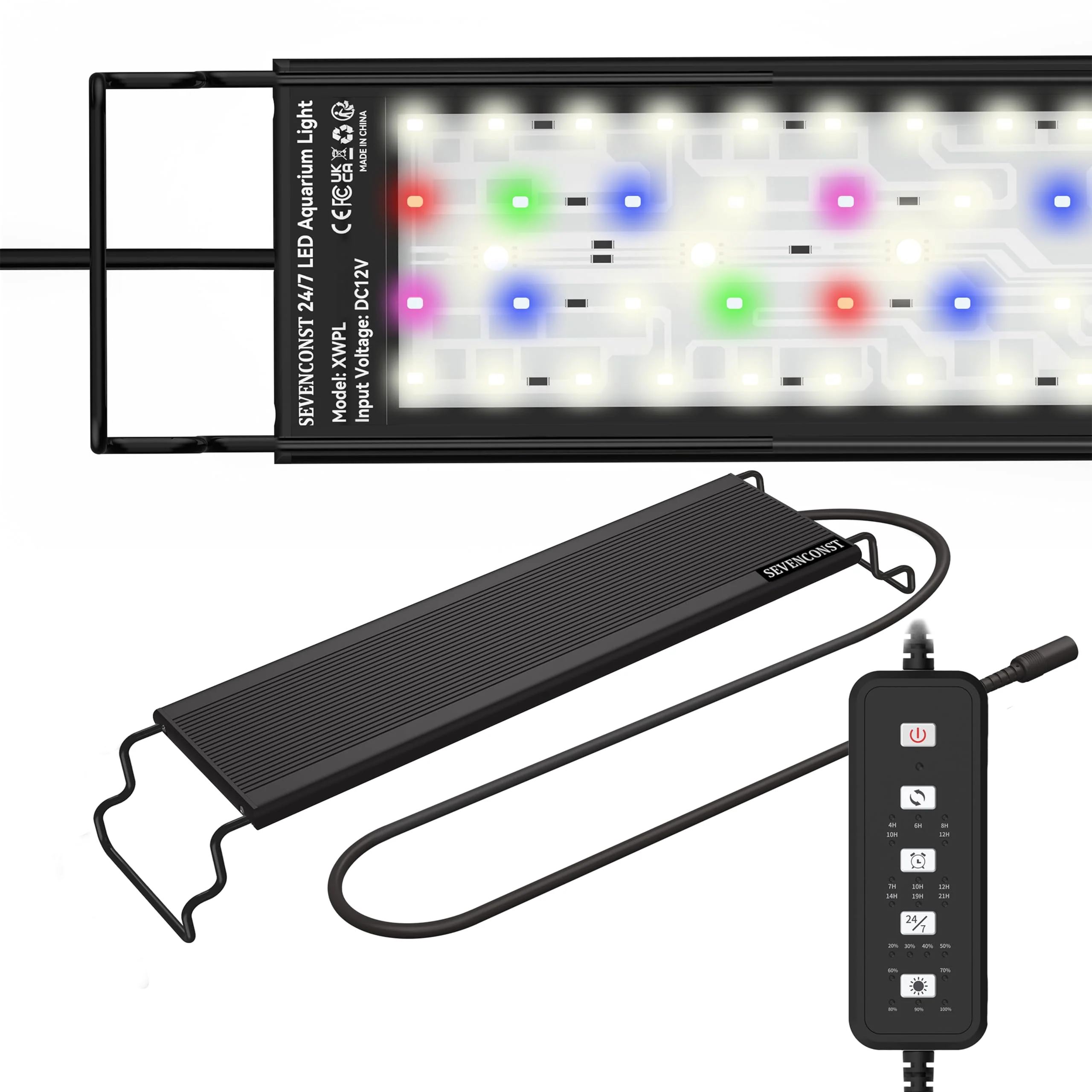 Trusted SEVENCONST 24 7 Mode LED Aquarium Light for 18-24 Inch Tanks – Full Spectrum IP68 Sunrise to Moonlight Original