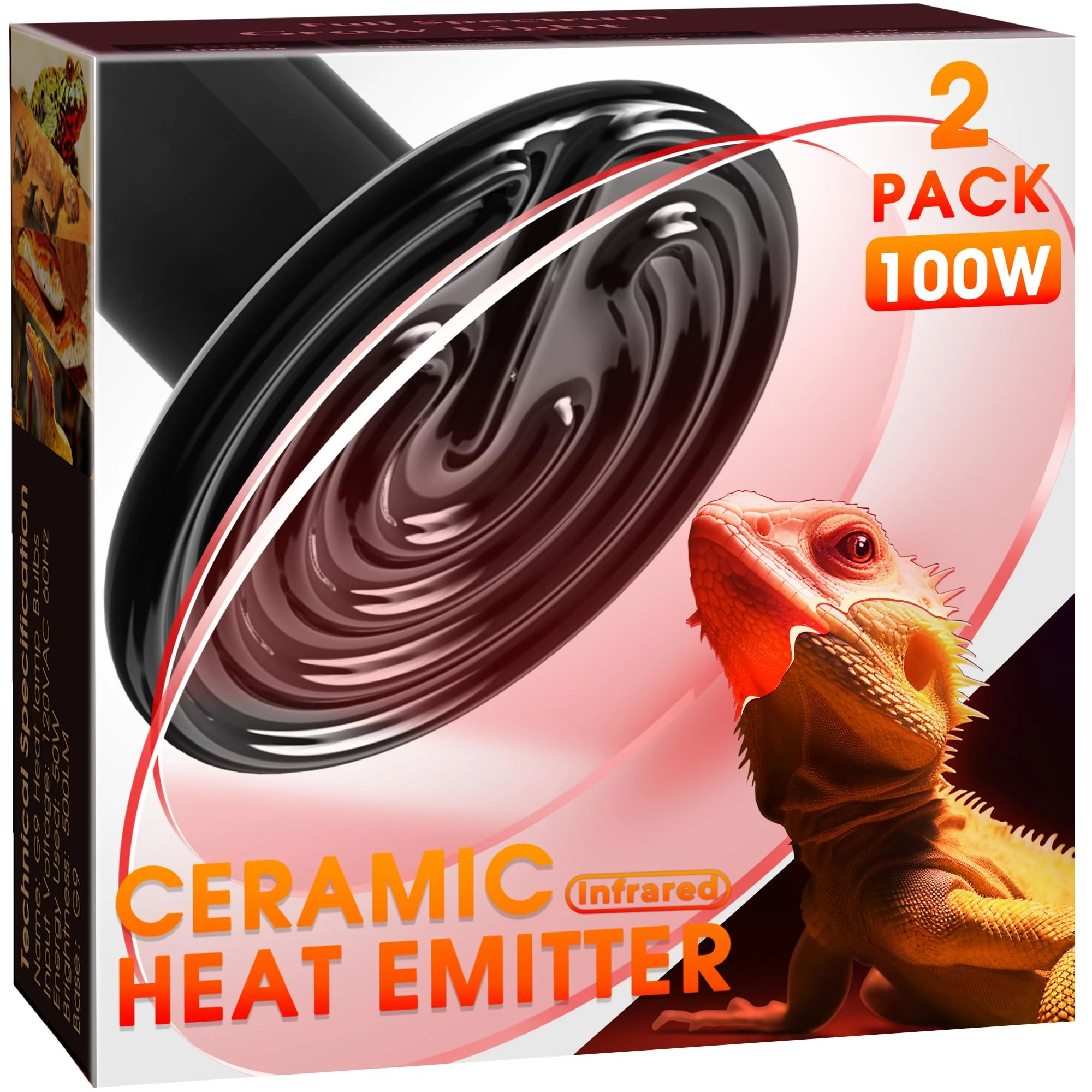 Top-Quality Briignite Ceramic Heat Emitter 2-Pack 100W – No-Light Reptile Heat Bulbs E26 Prestigious