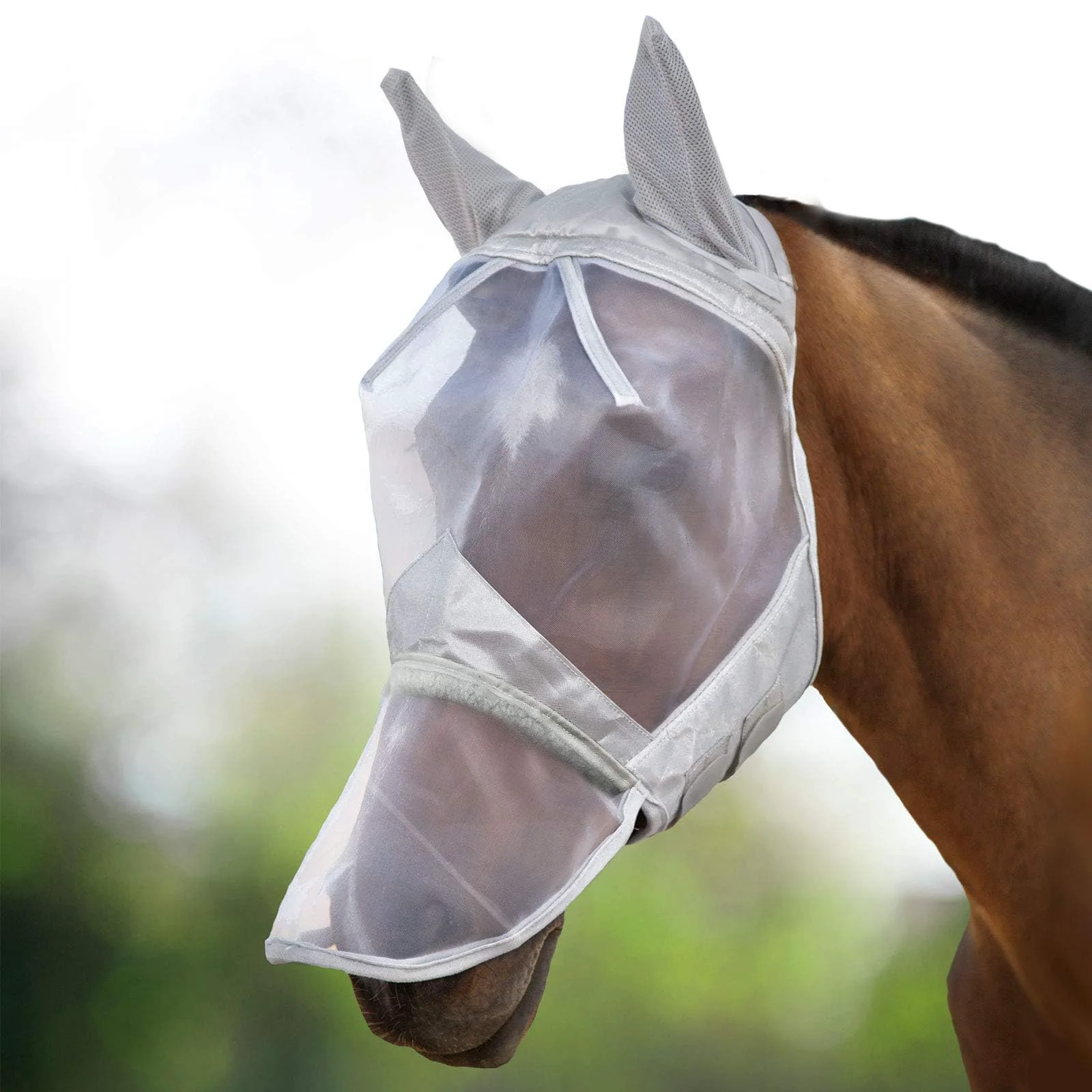 Clean Harrison Howard CareMaster Horse Fly Mask – Moonlight Silver Large Eye Space Exceptional
