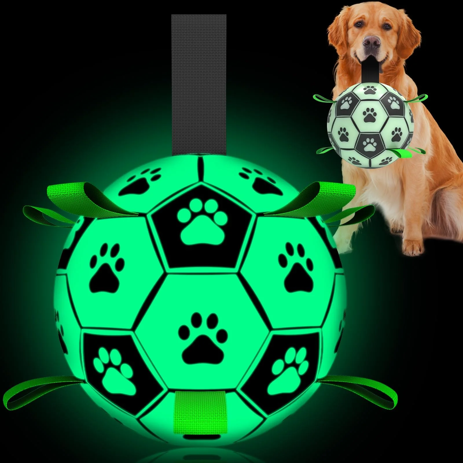 Excellent QDAN Glow-in-the-Dark Dog Ball – Light Up Outdoor Soccer Toy for Dogs 8 Inch Advanced