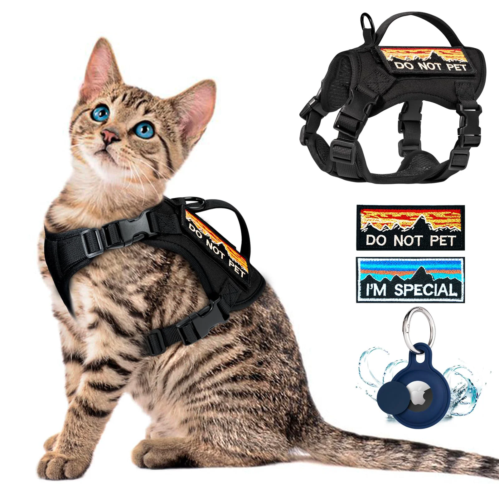 Trusted Nanappice Tactical Cat Harness for Large Cats — Escape-Proof Breathable Vest with Handle Molle Patches Black L Functional