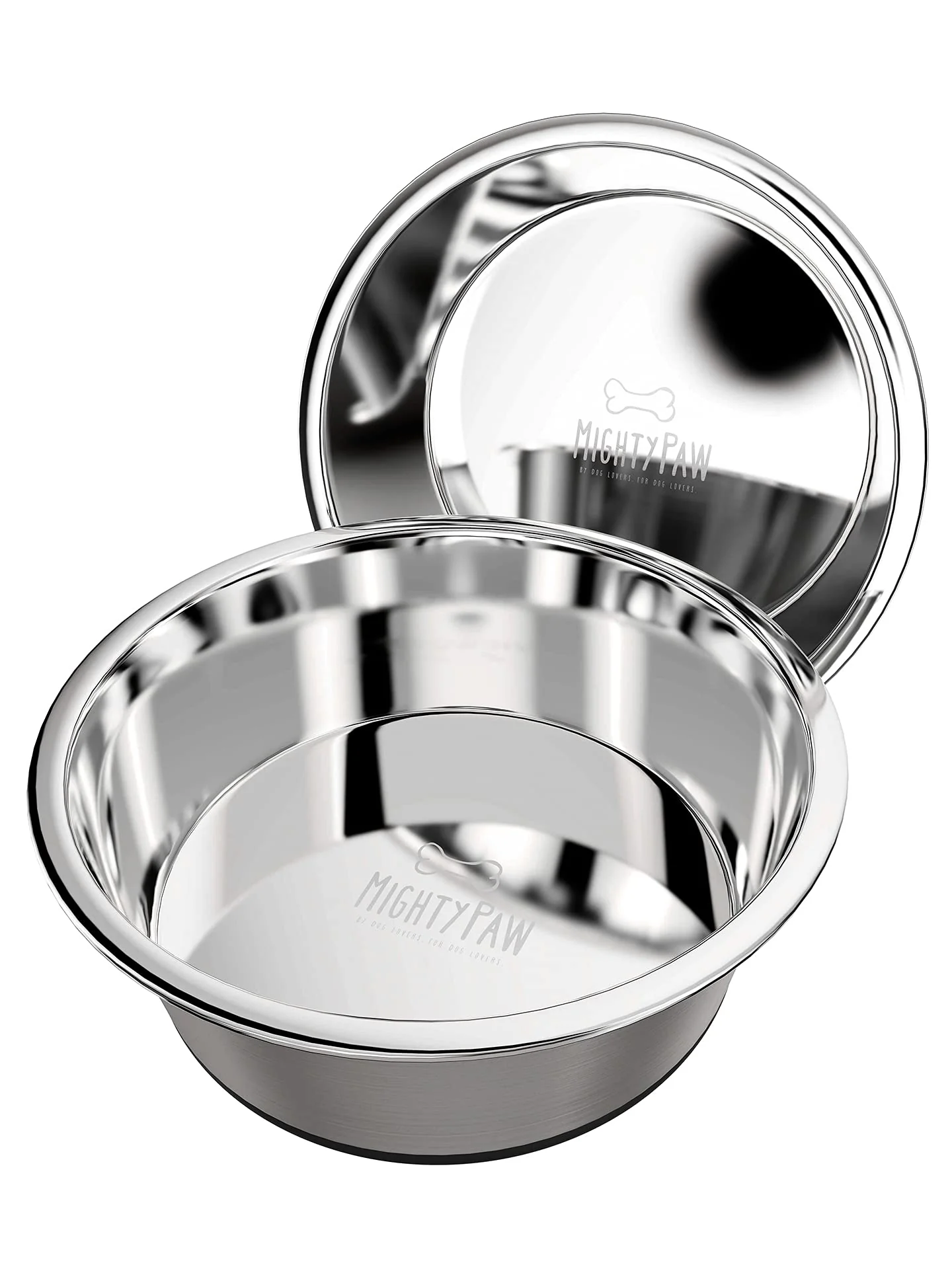 Specialty Mighty Paw Stainless Steel Dog Bowls – 2-Pack Medium 7-Inch Non-Slip No Spill Original