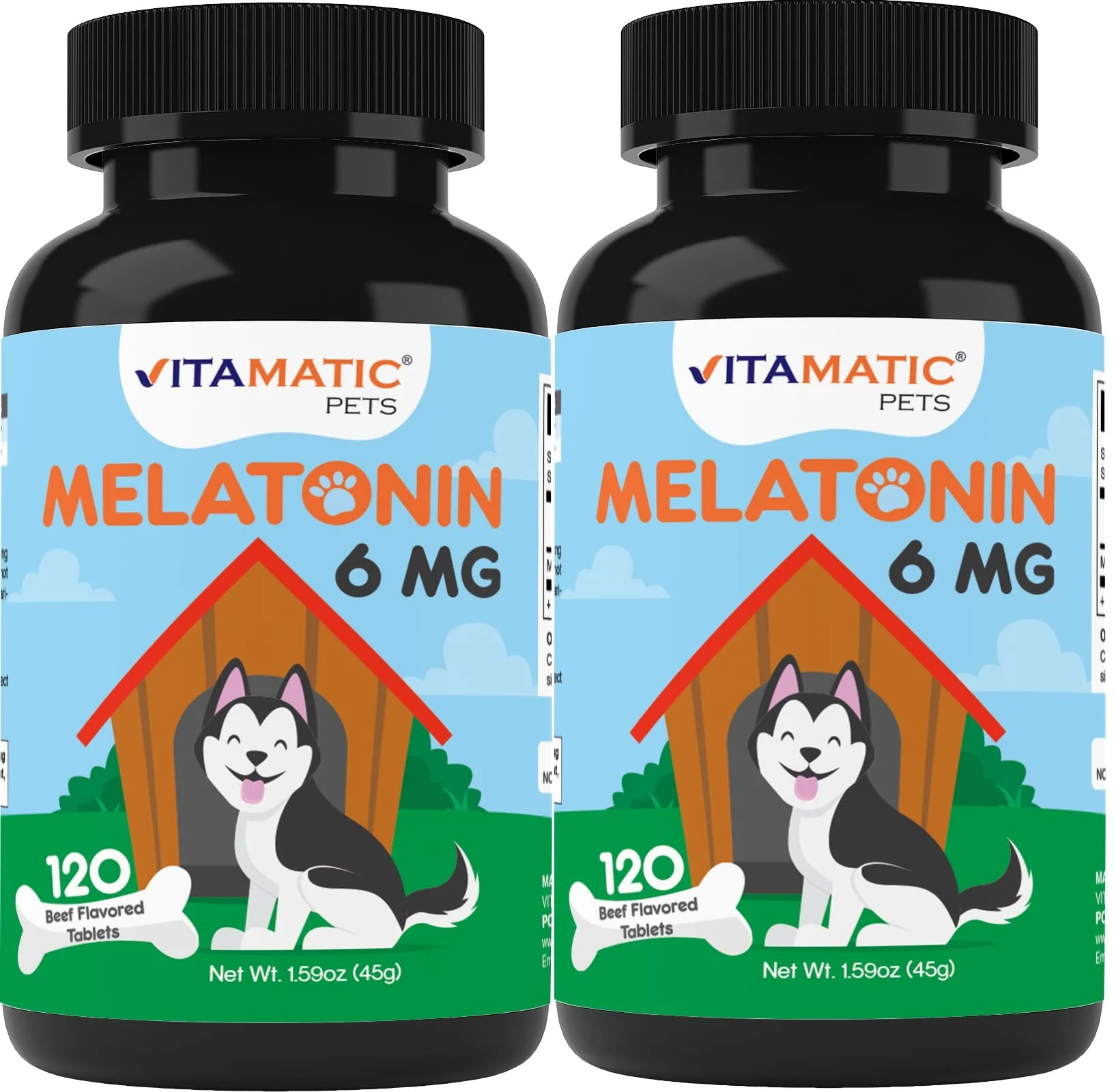 Detailed Vitamatic Melatonin for Dogs – 6 mg 120 Chewables Pack of 2 Beef Flavor – Natural Calming Support – Non-Habit Forming – Veterinarian Formulated Casual