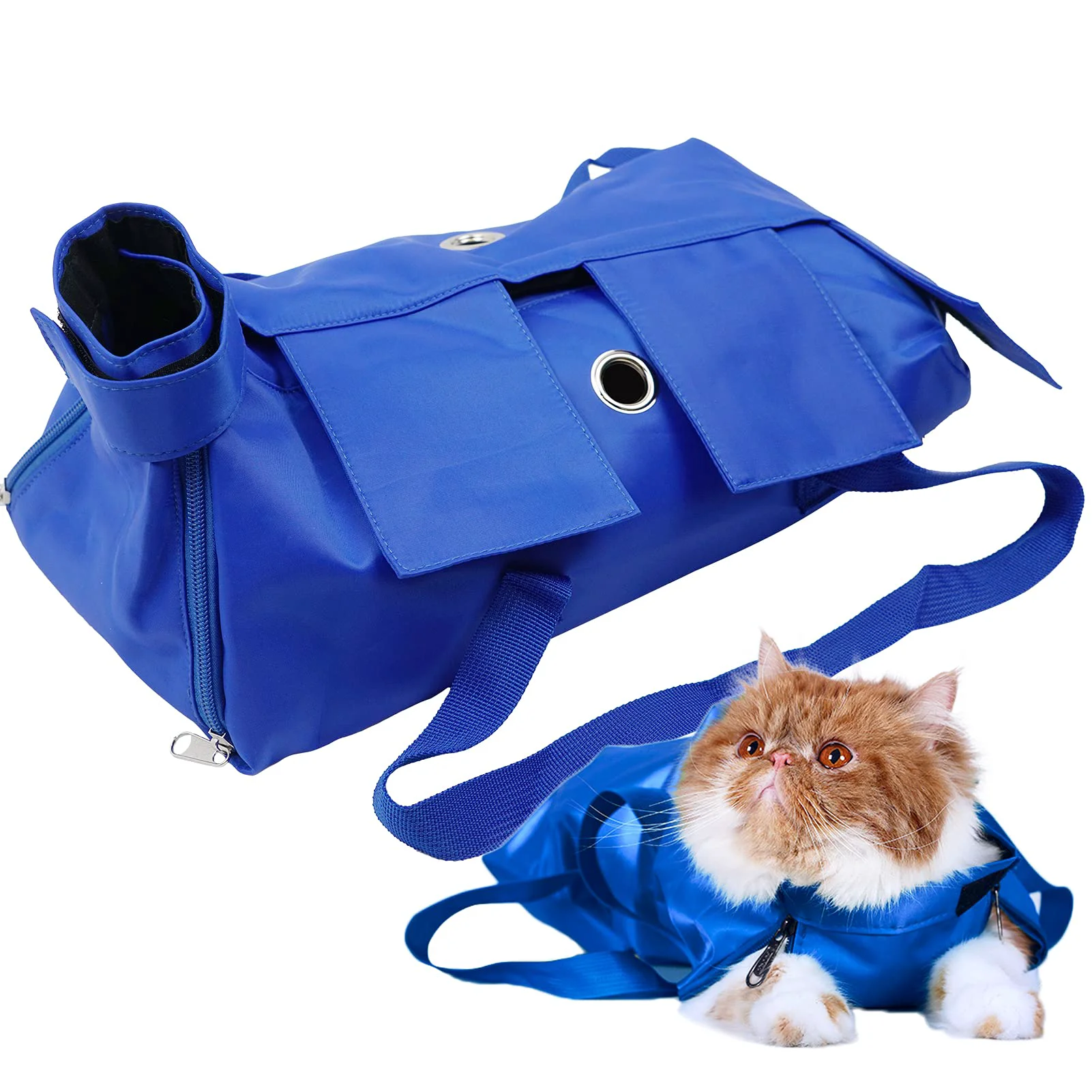 Convenient Kukaster Pet Cat s Restraint Bag for Claw Care – Safe Nail Trimming Grooming Blue Consistent