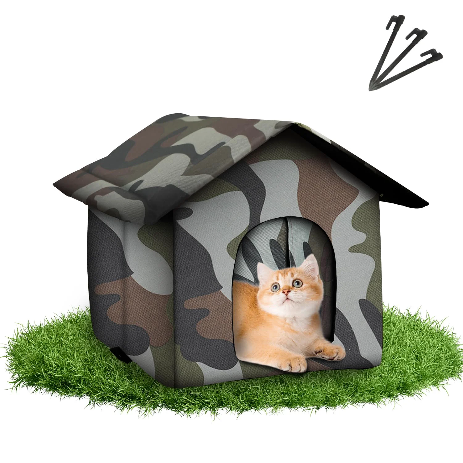 Premium Material RYUNVOVO Cat House for Outdoor Cats Weatherproof Collapsible Shelter Elite