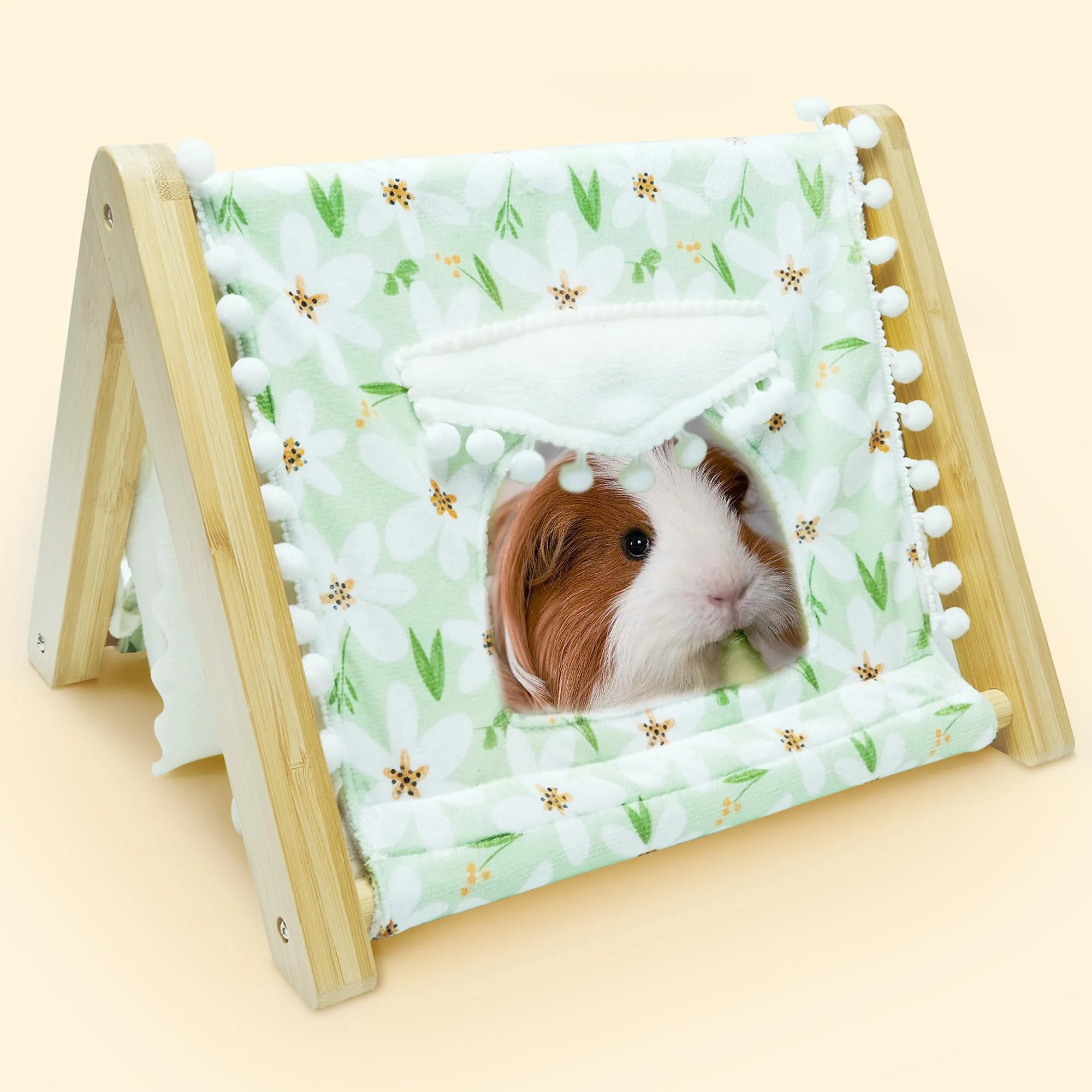 Exclusive Cimiycob Guinea Pig Hideout Sturdy Bamboo Small Animal House with Window – 3-in-1 Play Rest Artisan