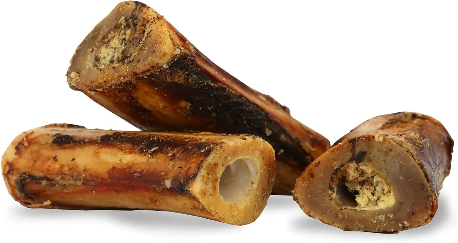 Optimized Pet Craft Supply Buffalo Marrow Bones — Rawhide- Chews for Aggressive Chewers Premium Slow Roasted 3 Pack Solid