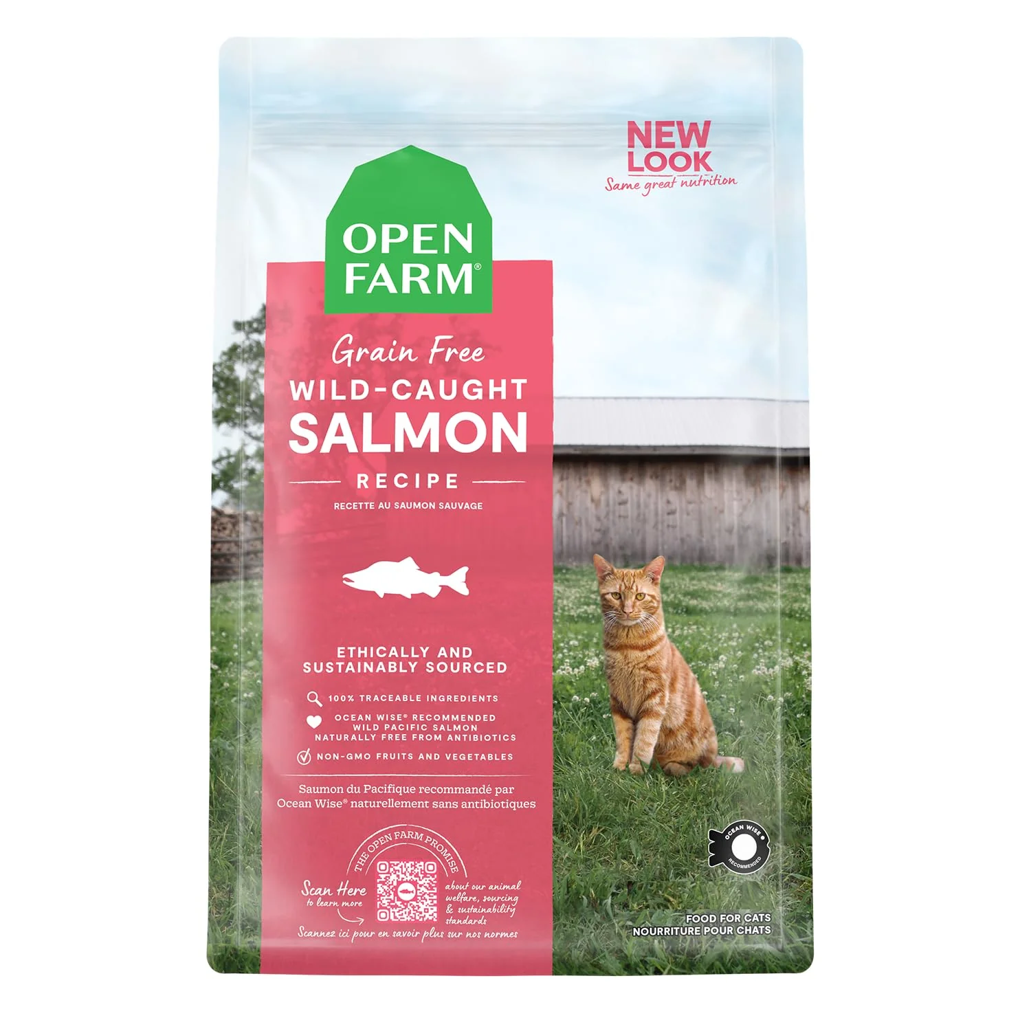 Responsible Open Farm Wild-Caught Salmon Grain- Dry Cat Food Ocean Wise Ethically Sourced High-Quality