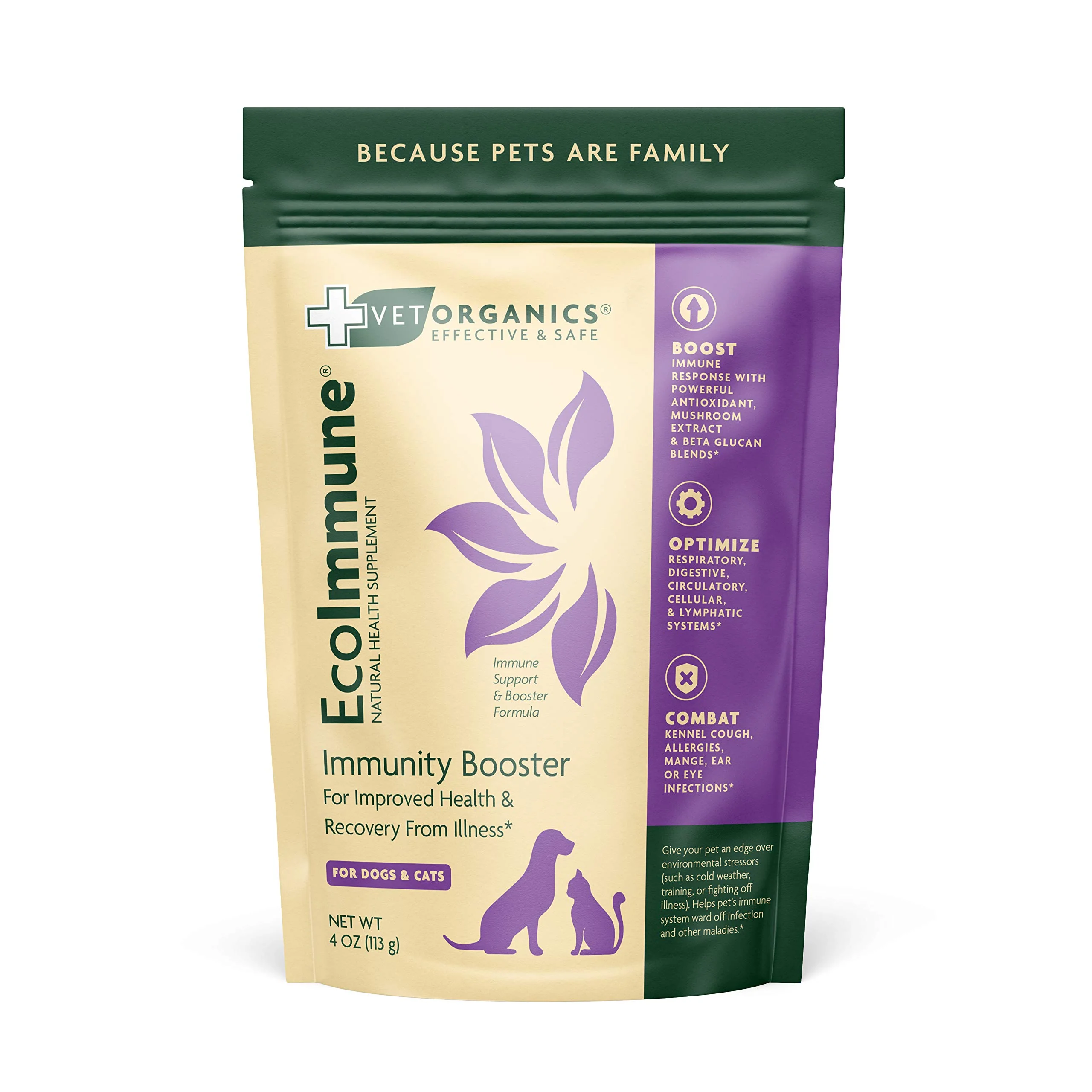 Quality Vet Organics EcoImmune Immune Support for Dogs Cats – Natural Daily Pet Immune Boost Clean