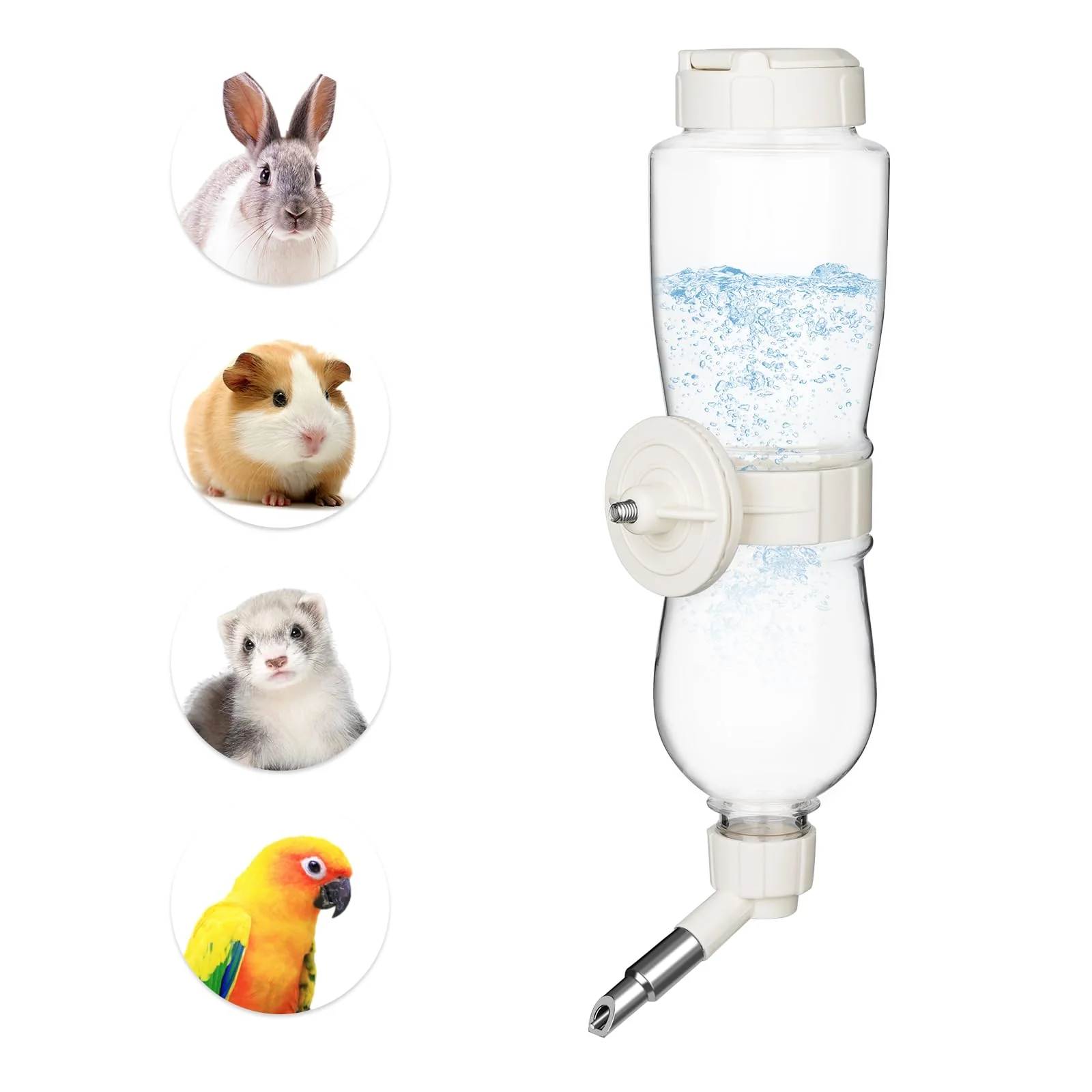 Fast Vannon 17oz Small Animal Water Dispenser — Top Fill Chew-Proof Bottle for Parrots Small Rodents Consistent