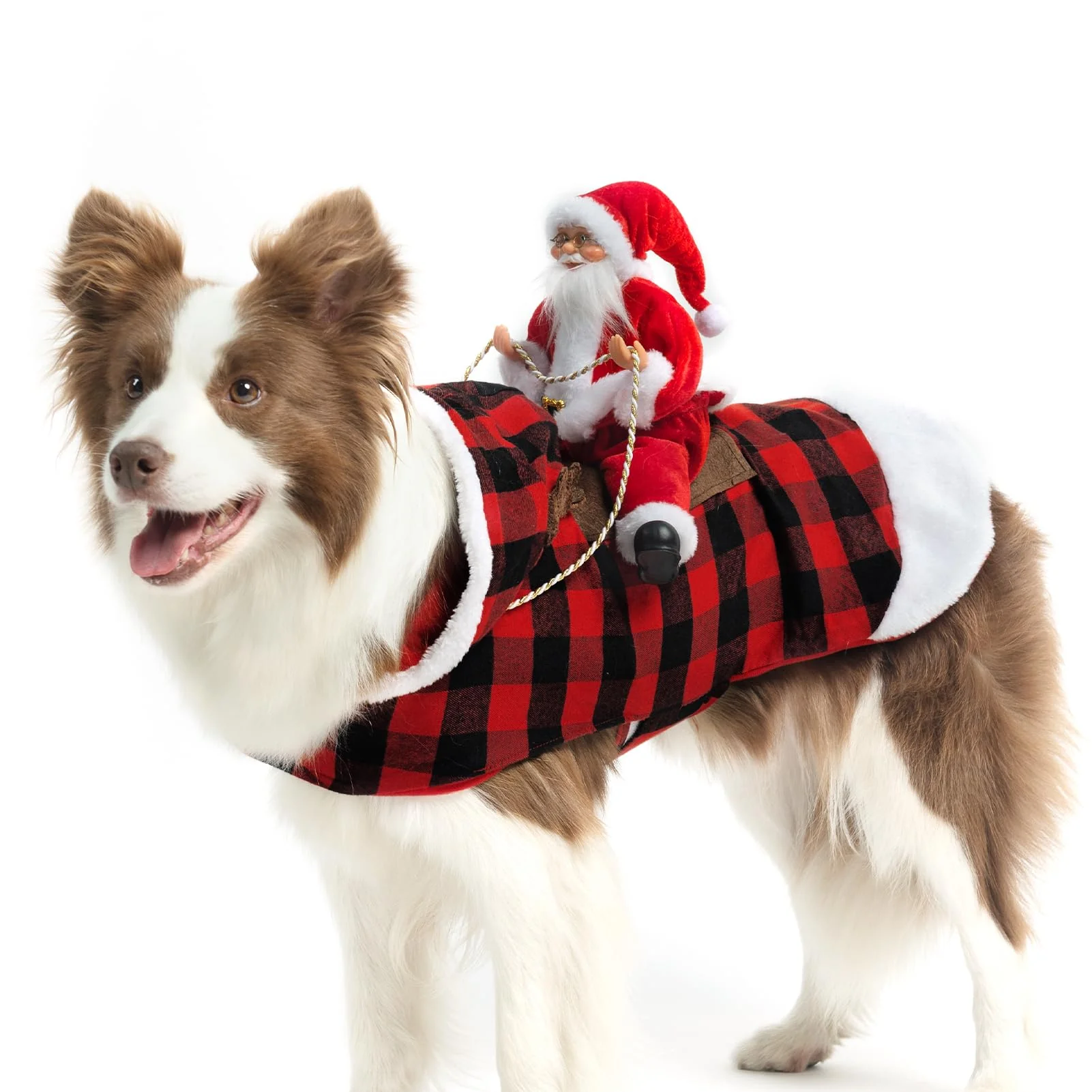 User-Friendly EXPAWLORER Dog Santa Costume – Festive Plaid Holiday Hoodie for Medium–X-Large Dogs Unique