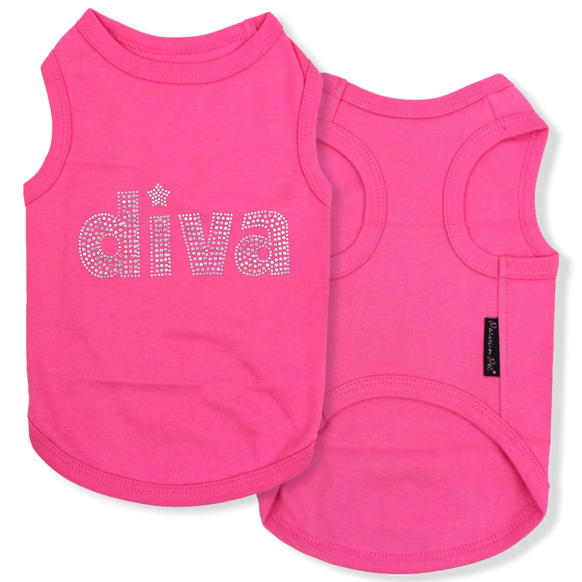 Expertly Made Parisian Pet Diva Dog T-Shirt Embroidered Diva Breathable Sleeveless Tank Pink XL Genuine