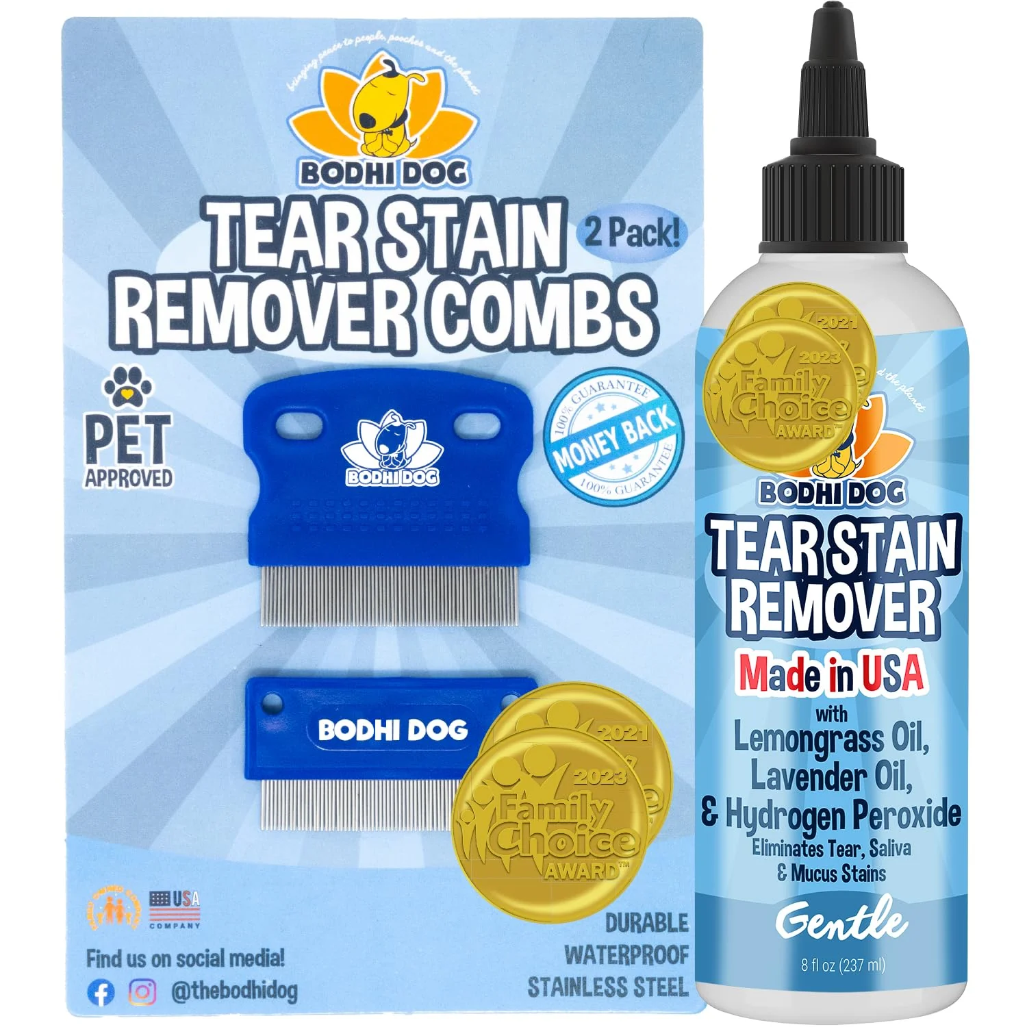 Refined Bodhi Dog Tear Stain Remover Combs — Gentle Safe Stain Removal for Dogs Cats Unique