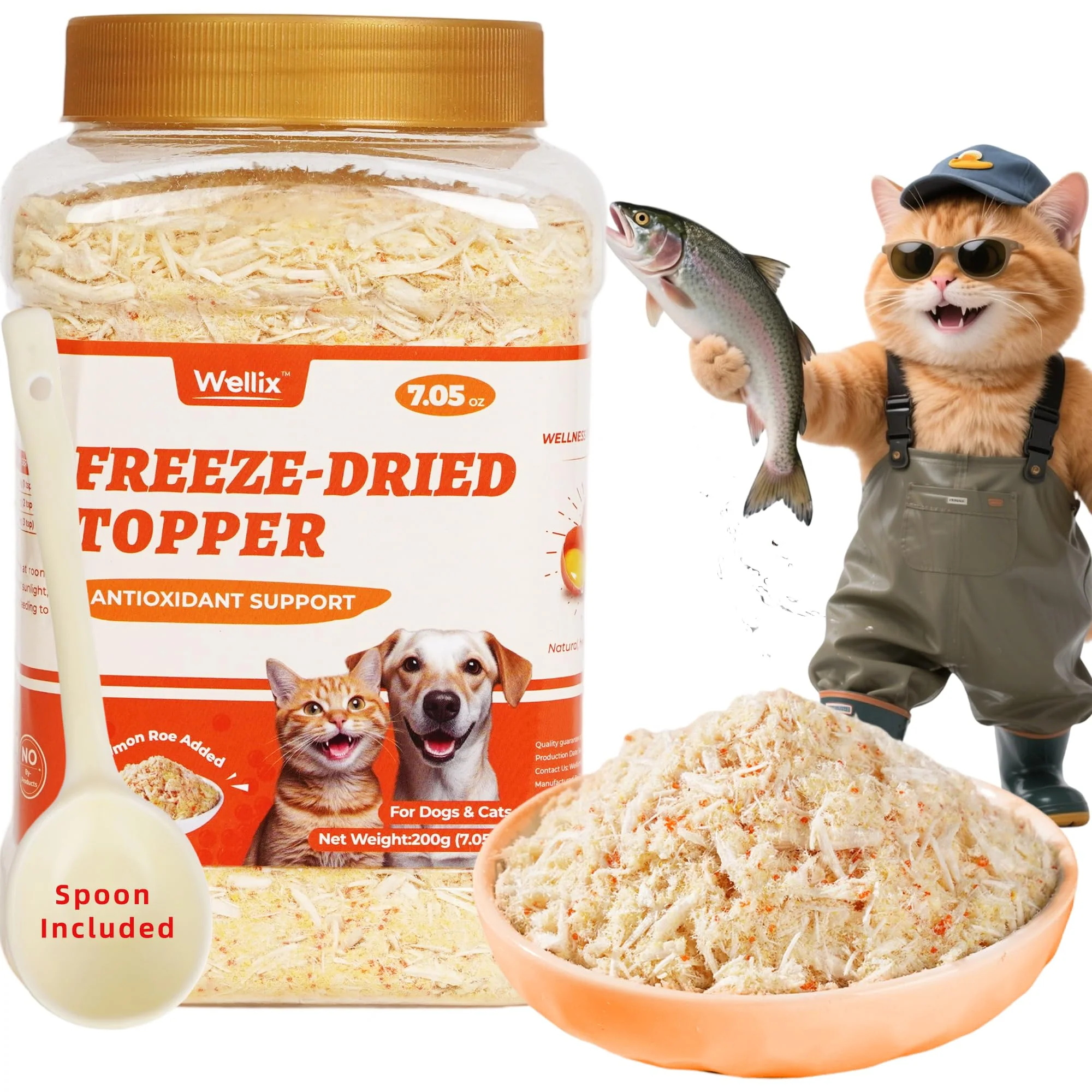 Authentic Wellix Dog and Cat Food Topper – Salmon Roe Egg Yolk Chicken Flavor Low Calorie Trusted