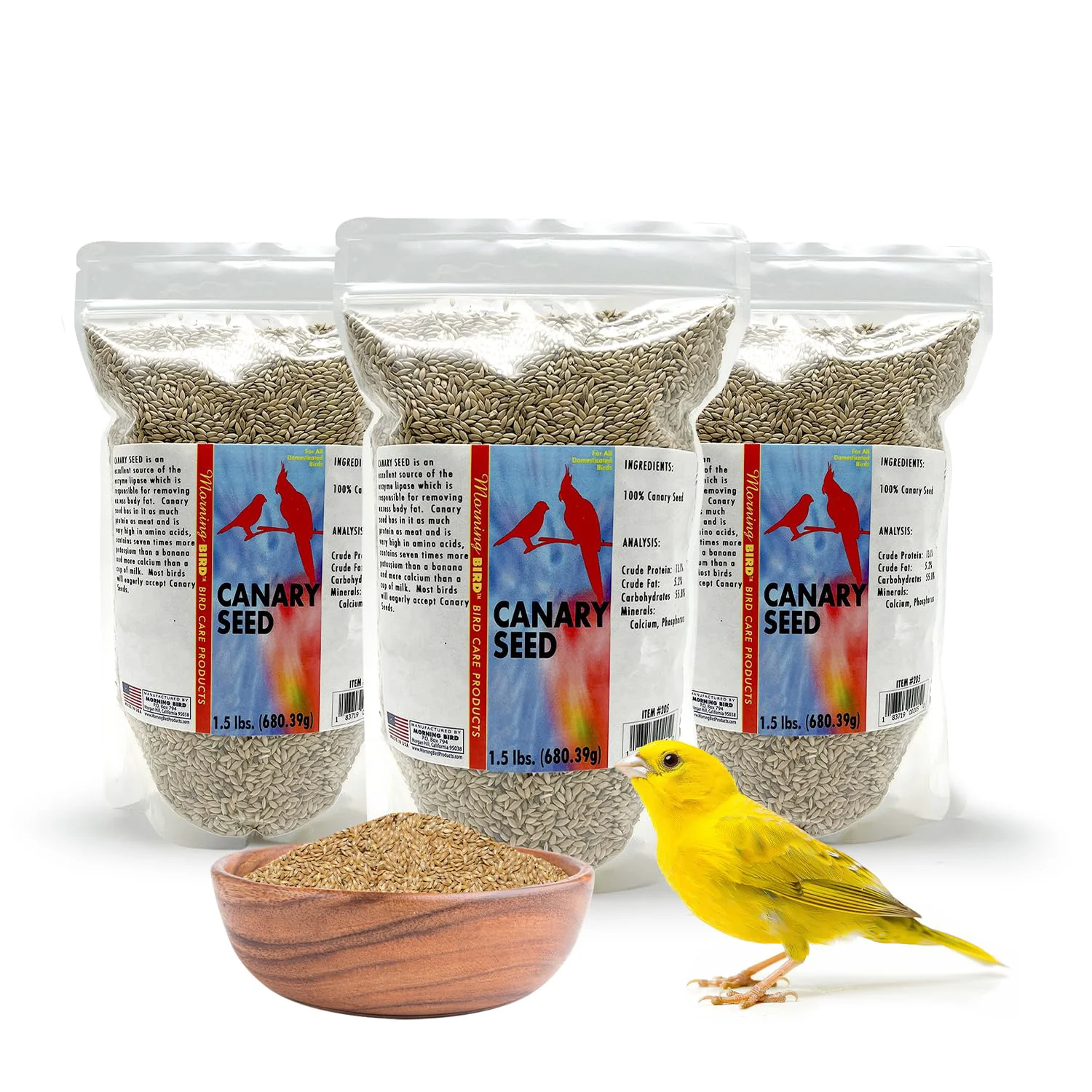 Clean Morning Bird Canary Seed – 4.5 lb 3-Pack for Healthy Feathers Pure