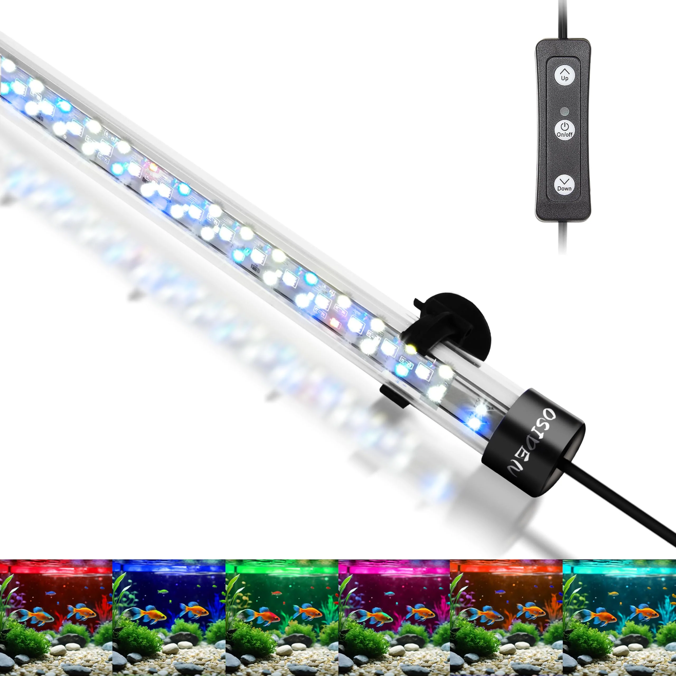 Durable OSIDEN 23.6-Inch Aquarium Light – USB 10W IP68 Submersible RGB LED Suction Cup Clip 54 LEDs Expertly Made