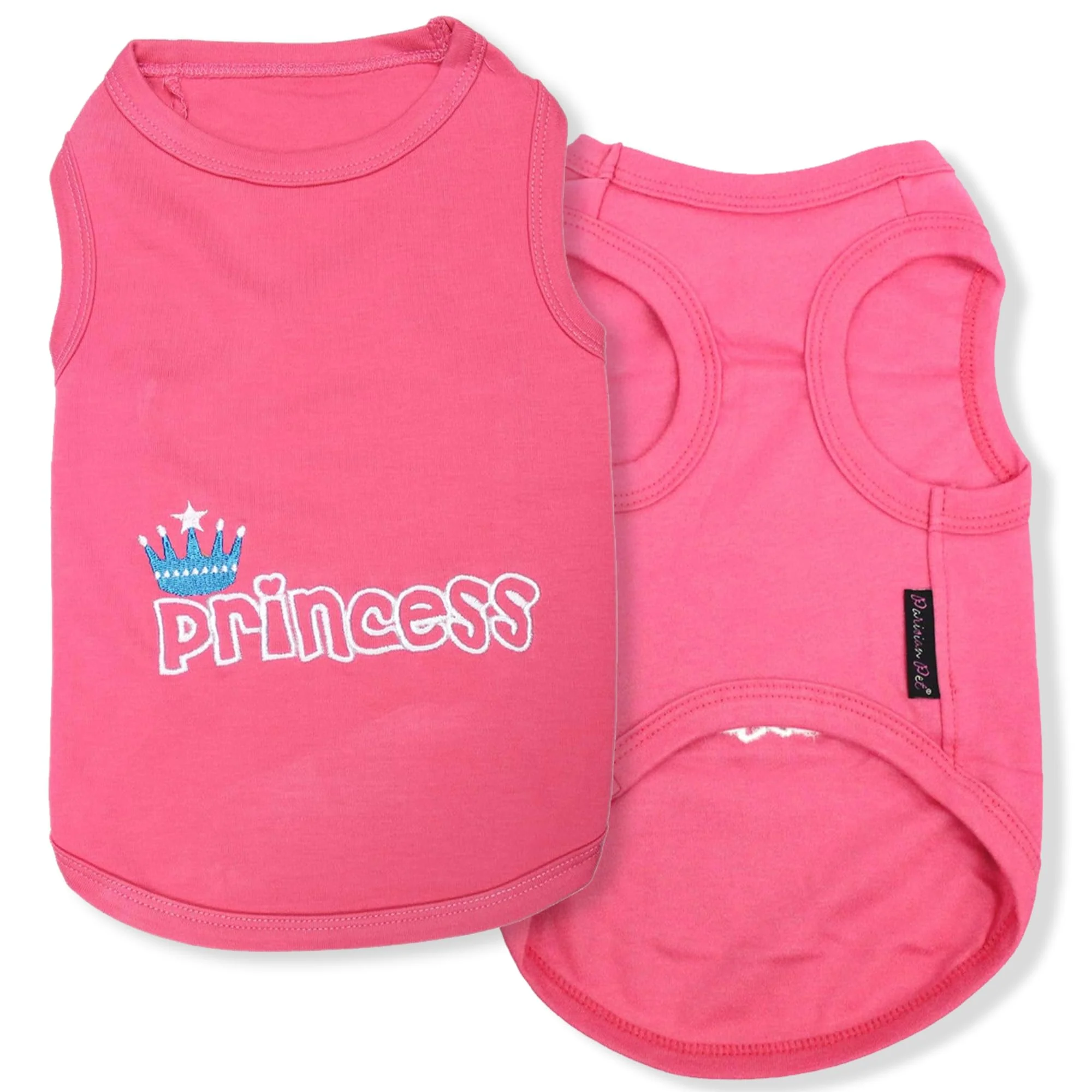 Specialty Parisian Pet Dog T-Shirt – Princess Embroidered Pink Sleeveless Shirt for Large Dogs XL Relaxed