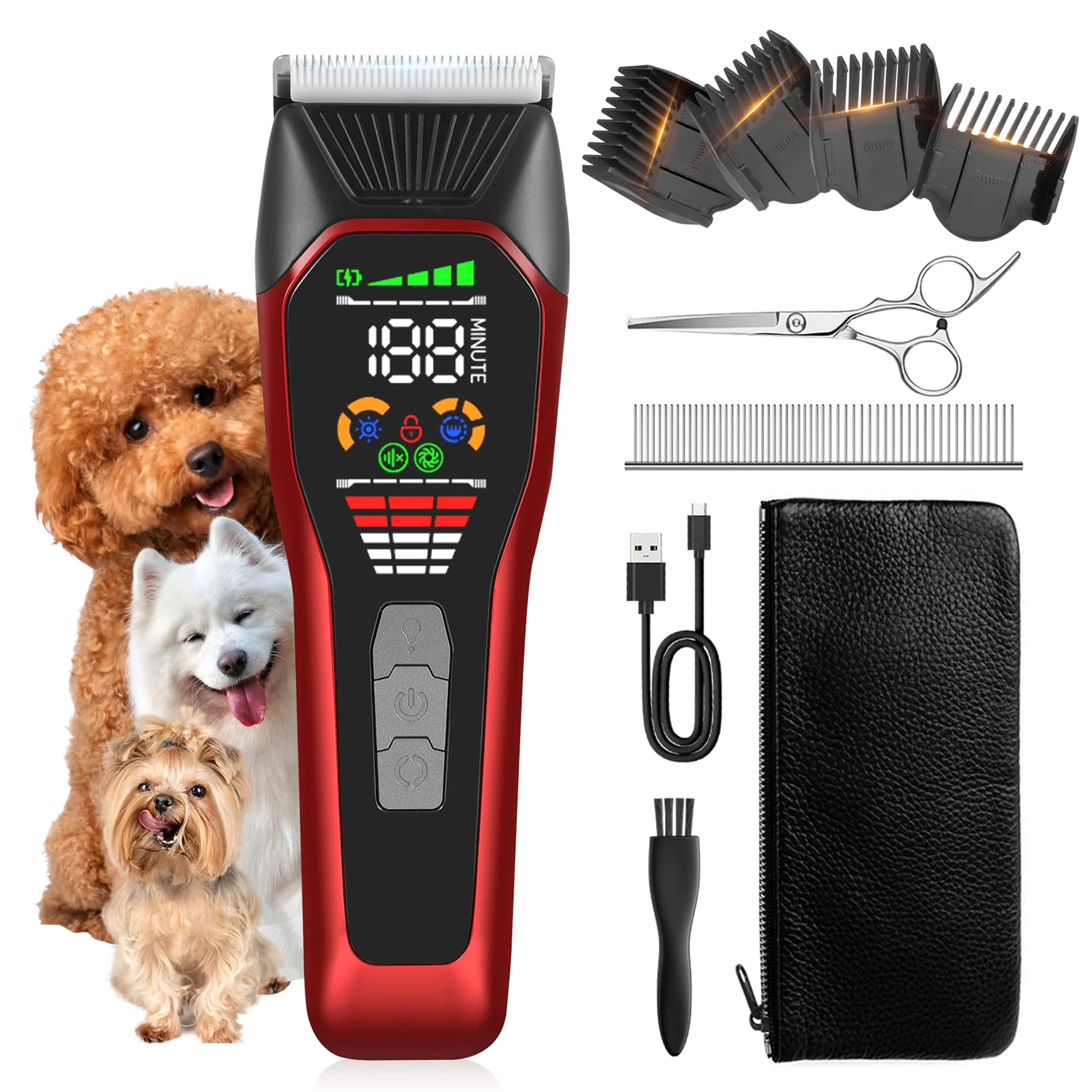 Reusable Founouly TS066 Professional Cordless Clippers – Wide Blade Low Noise 180 Min Battery Expertly Made