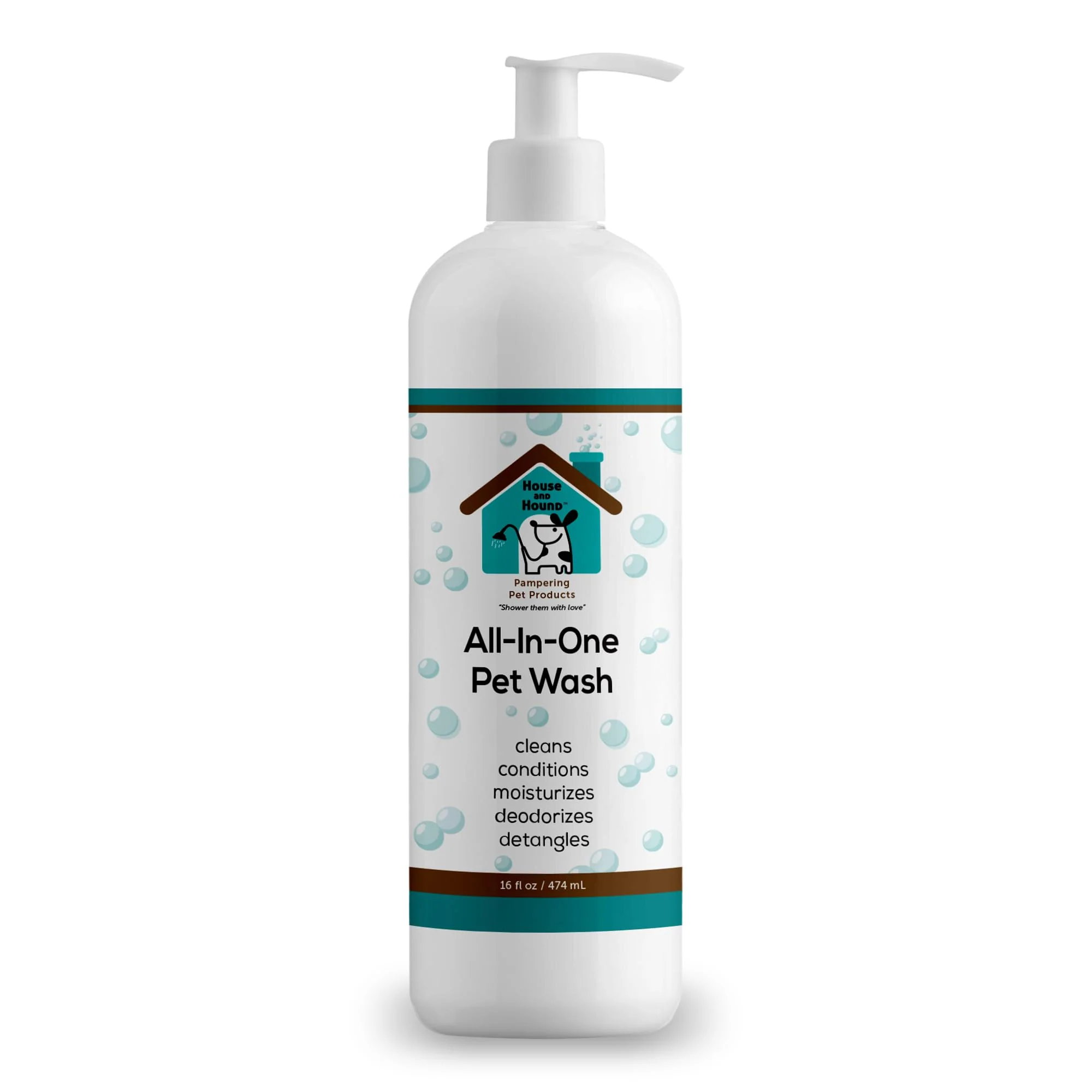 Natural House Hound Tearless All-in-One Dog Shampoo Conditioner – Gentle Hypoallergenic pH-Balanced 16 oz User-Friendly