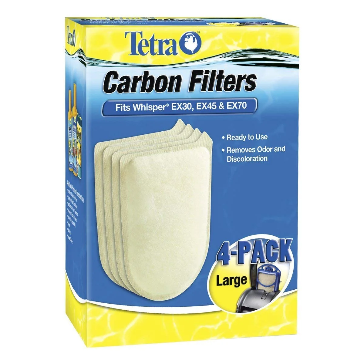 Sophisticated Tetra Carbon Filters Large 4 Pack for Whisper EX30 EX45 EX70 Clearer Water Flexible